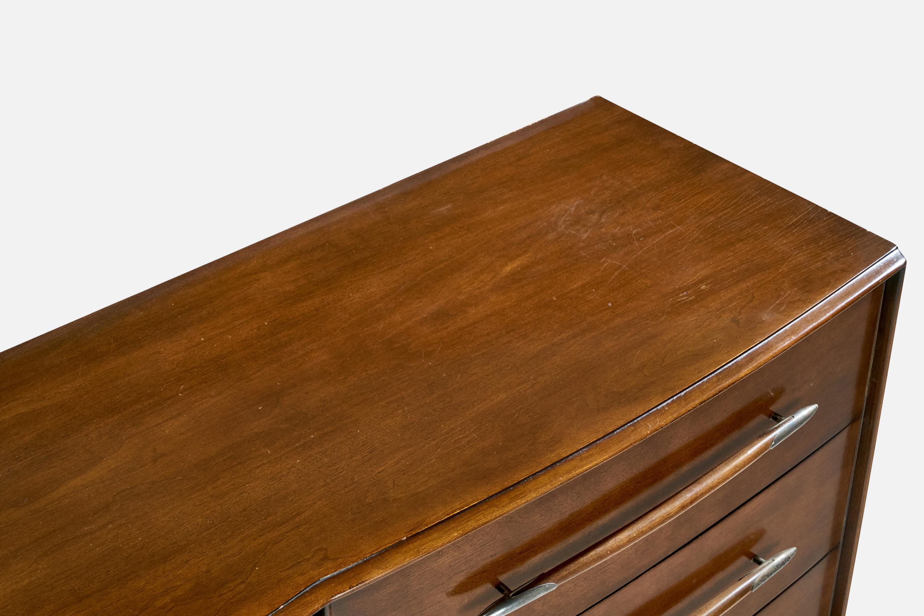 T.H. Robsjohn-Gibbings, Dresser, Walnut, Brass, USA, 1950s For Sale 2