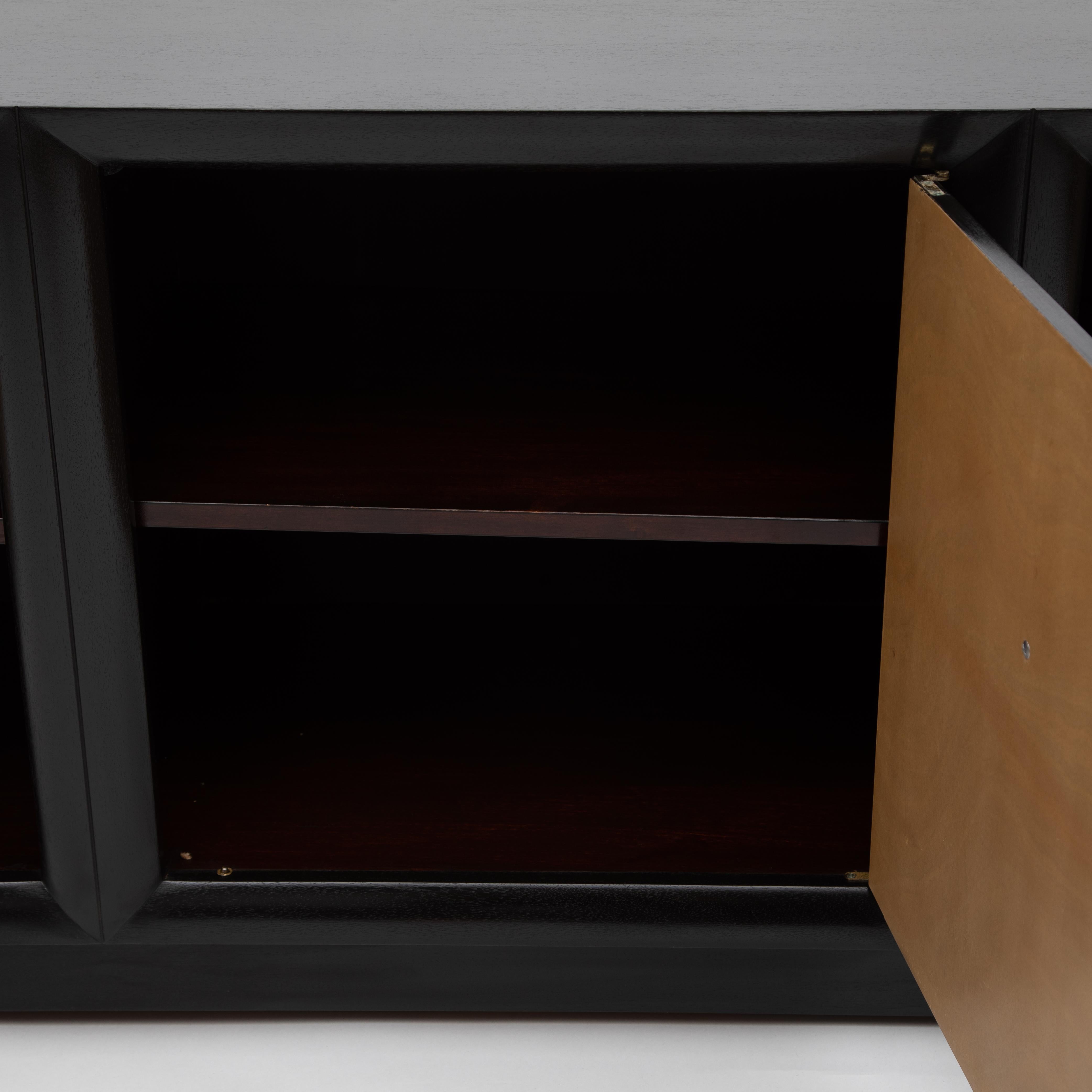 T.H. Robsjohn-Gibbings Ebonized Cabinet on Casters, circa 1950s 4