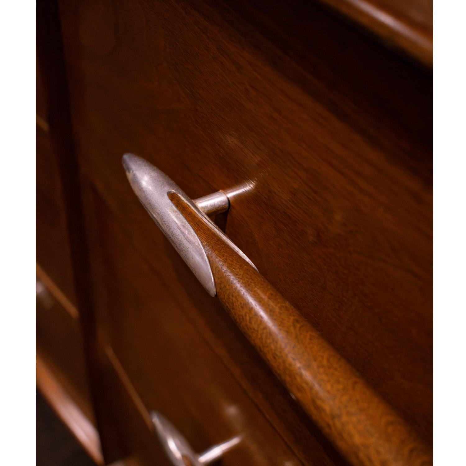 American T.H. Robsjohn-Gibbings Chest of Drawers with Silver Plate Accents 1950s (Signed) For Sale