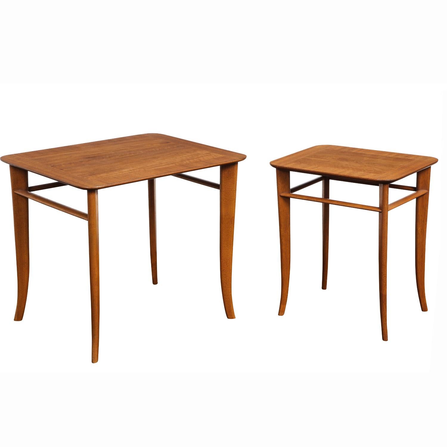 Mid-Century Modern T.H. Robsjohn-Gibbings Elegant Pair of Nesting Tables, 1950s For Sale