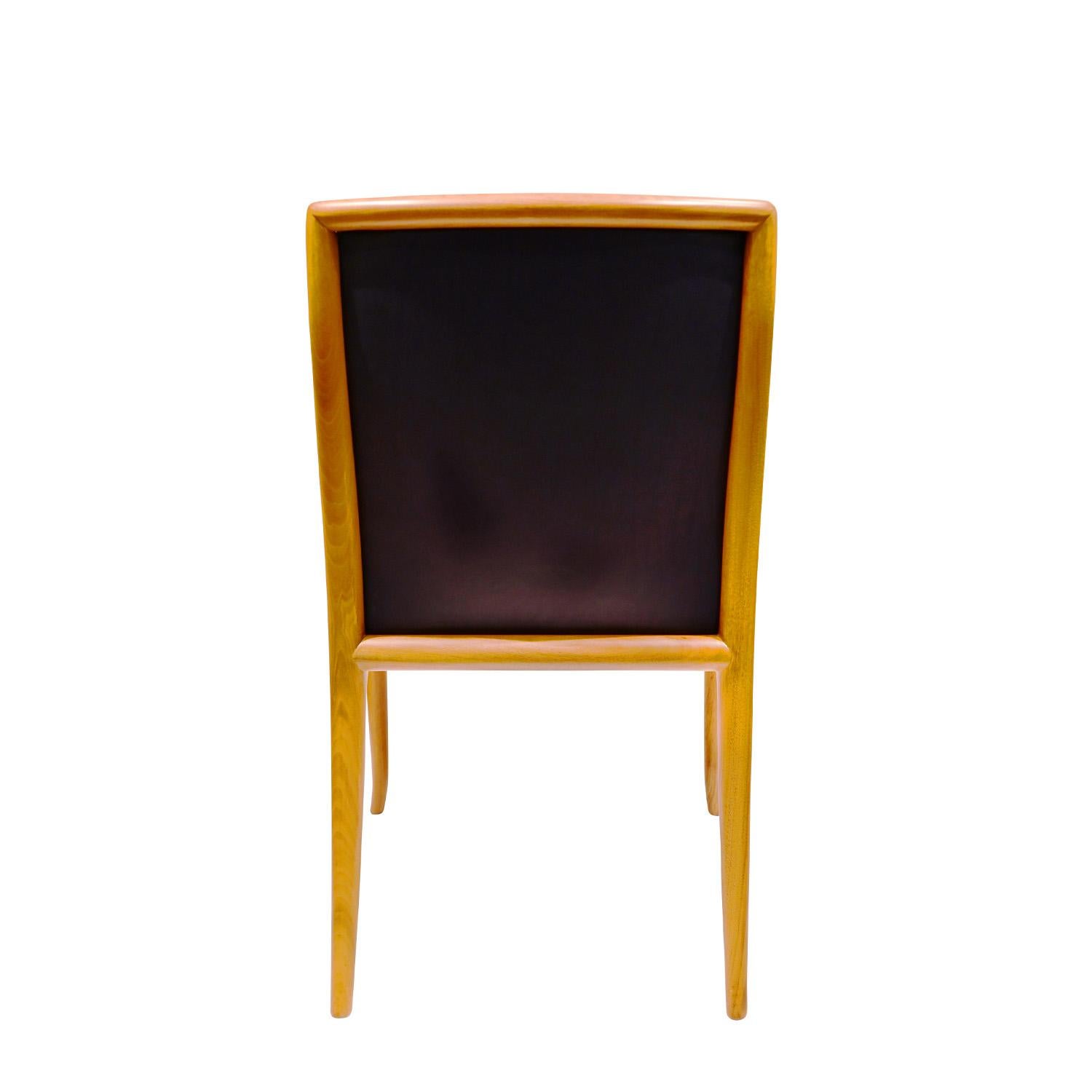 Leather T.H. Robsjohn-Gibbings Elegant Set of 8 Dining Chairs 1950s