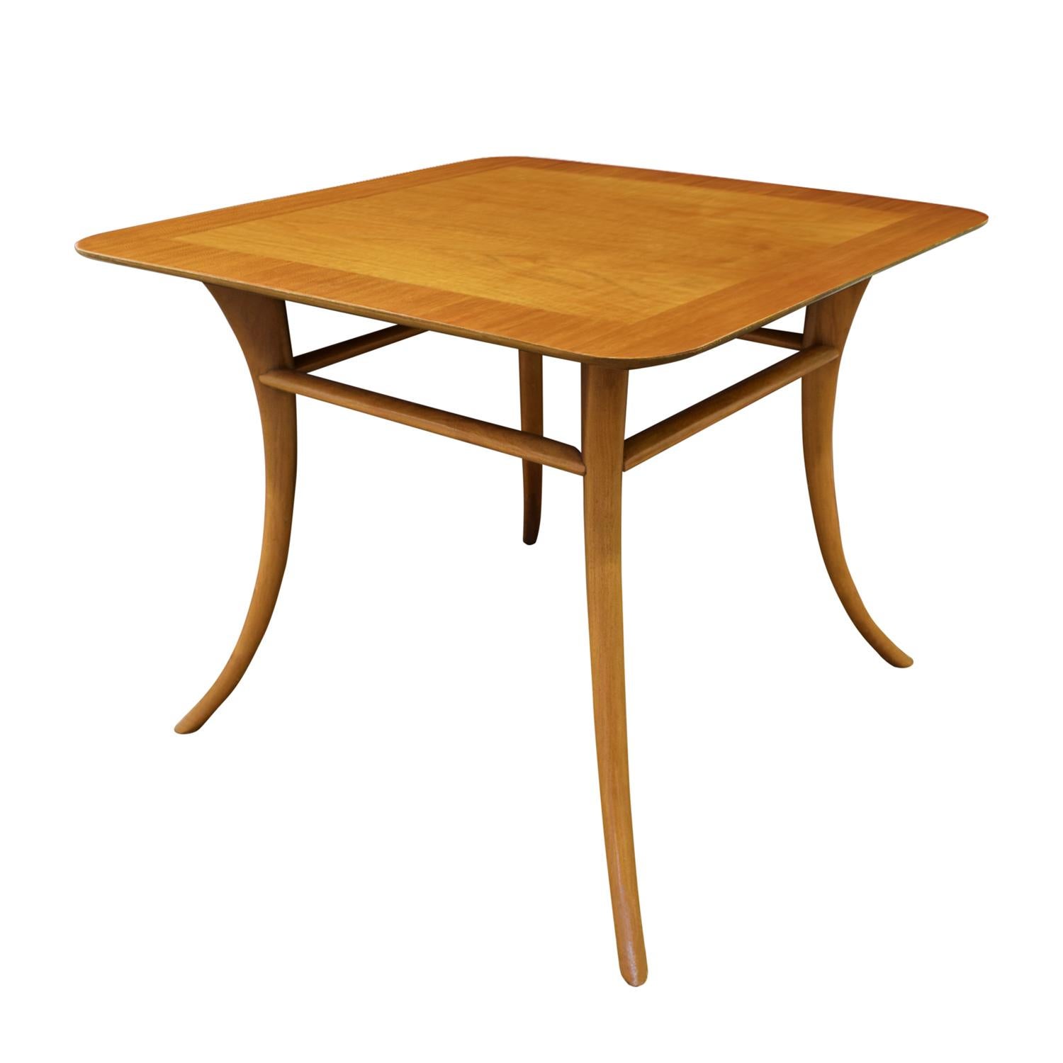 Mid-Century Modern T.H. Robsjohn-Gibbings End Table in Walnut with Klismos Legs, 1956 'Signed' For Sale