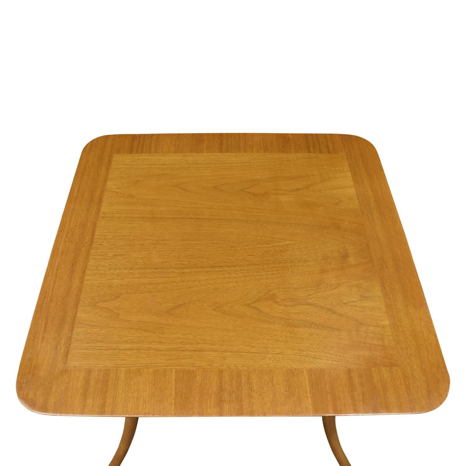 American T.H. Robsjohn-Gibbings End Table in Walnut with Klismos Legs, 1956 'Signed' For Sale