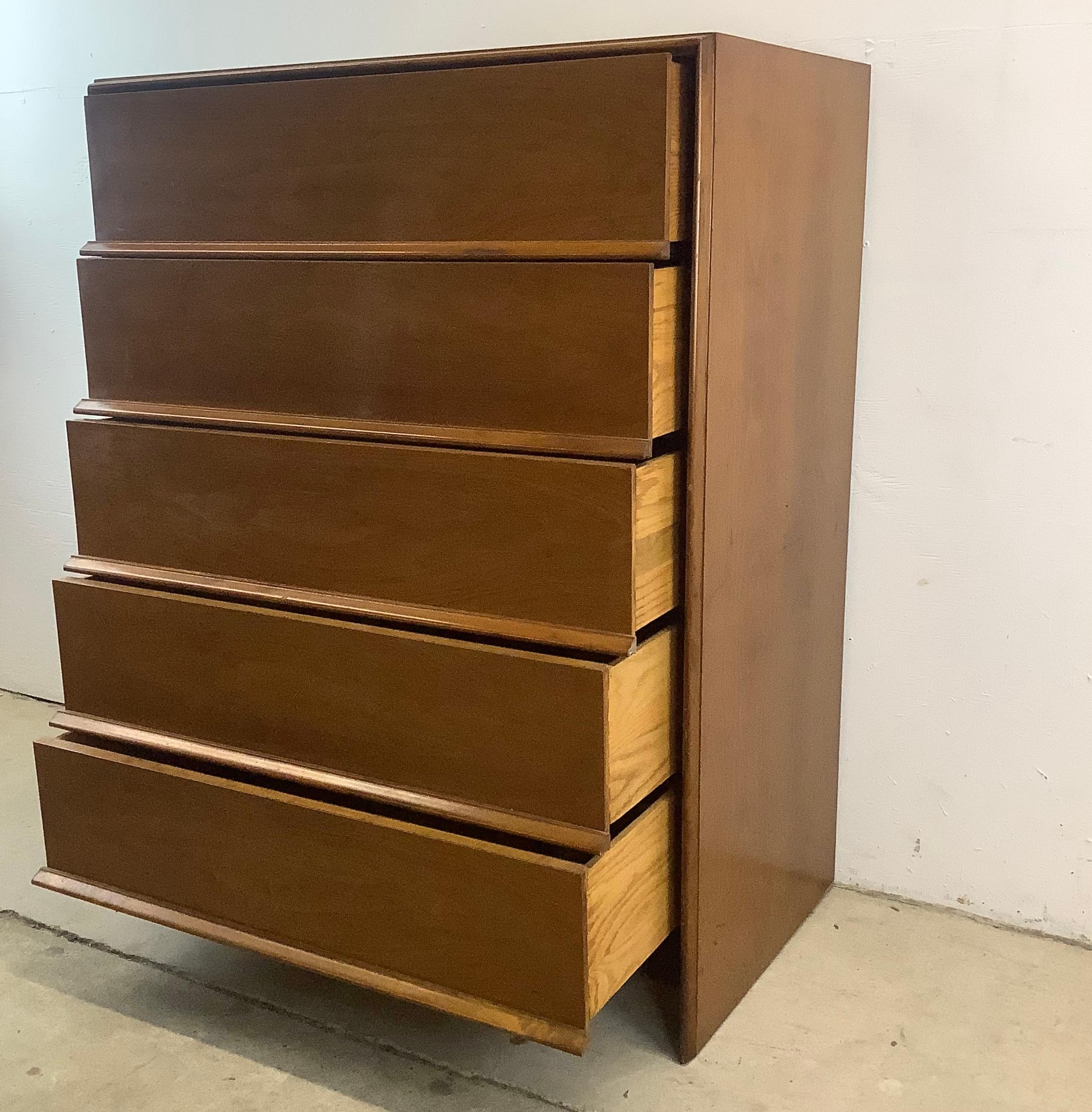 20th Century T.H. Robsjohn-Gibbings Five Drawer Dresser for Widdicomb For Sale