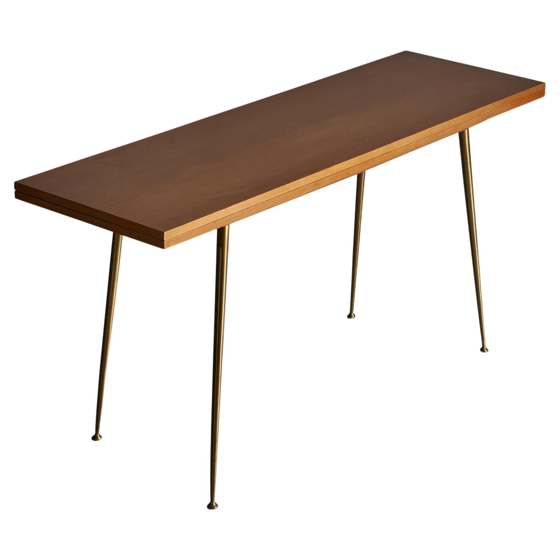 T.H. Robsjohn-Gibbings, Flip-Top Console, Wood, Brass, 1950s For Sale