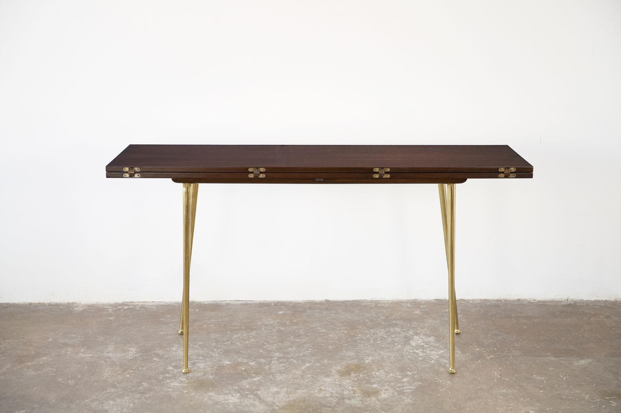 T.H. Robsjohn Gibbings Flip-Top Convertible Console Table for Widdicomb 1950s In Good Condition For Sale In Dallas, TX