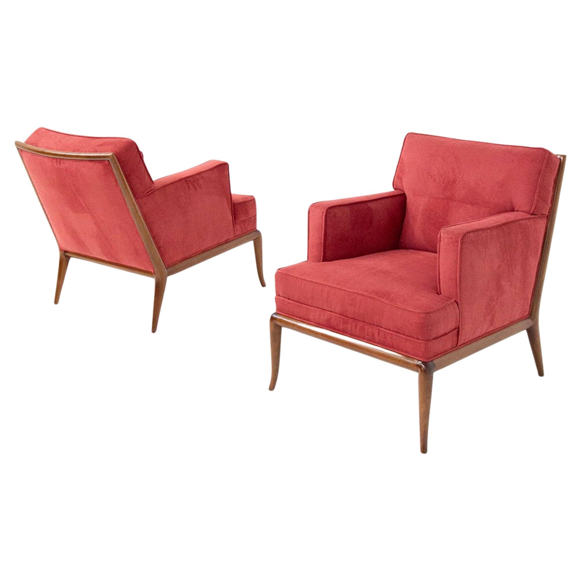 T.H Robsjohn-Gibbings armchairs for Widdicomb a Pair in walnut USA, 1950