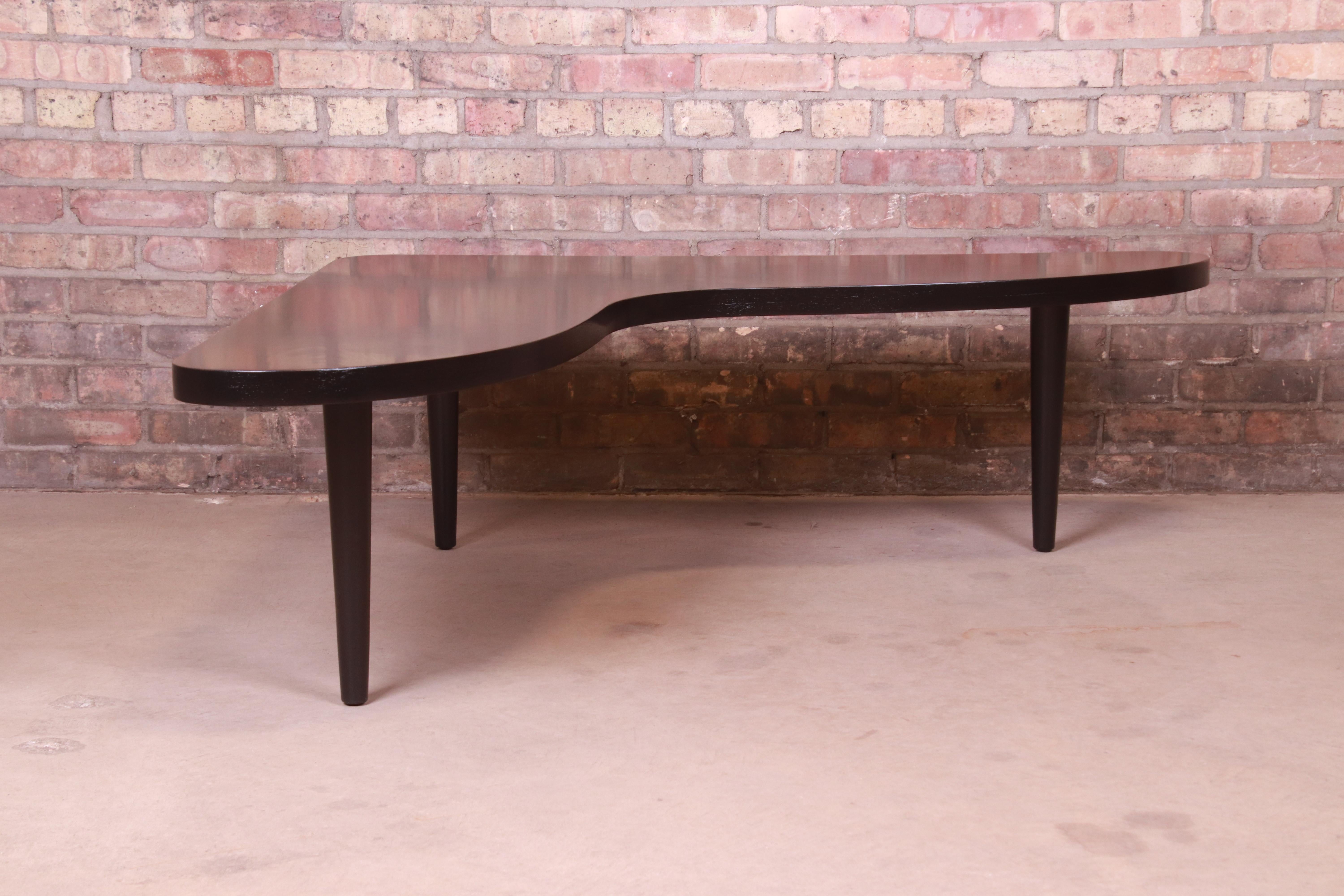 T.H. Robsjohn-Gibbings for Widdicomb Black Lacquered Boomerang Coffee Table For Sale 3