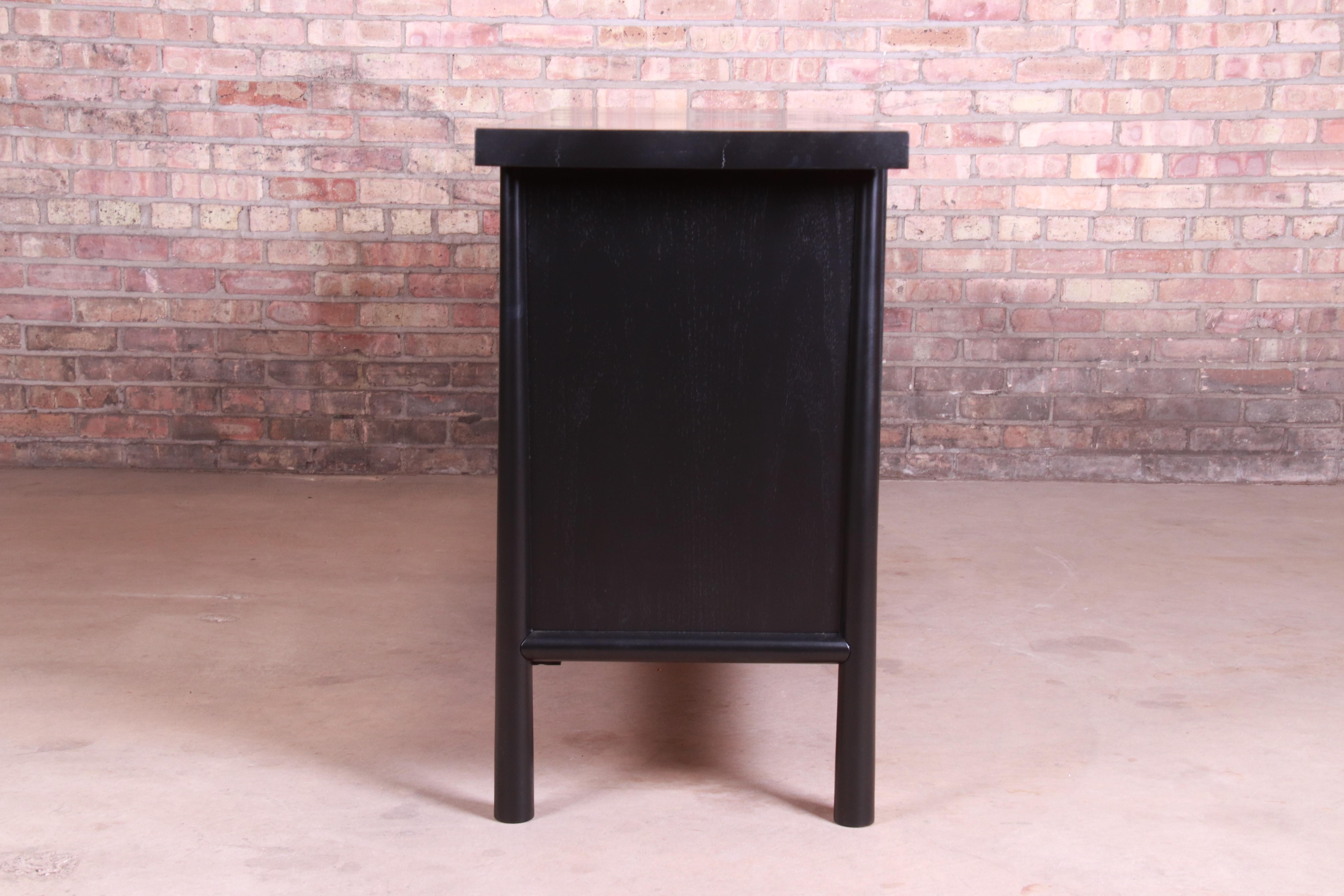T.H. Robsjohn-Gibbings for Widdicomb Black Lacquered Sideboard, Newly Refinished 5