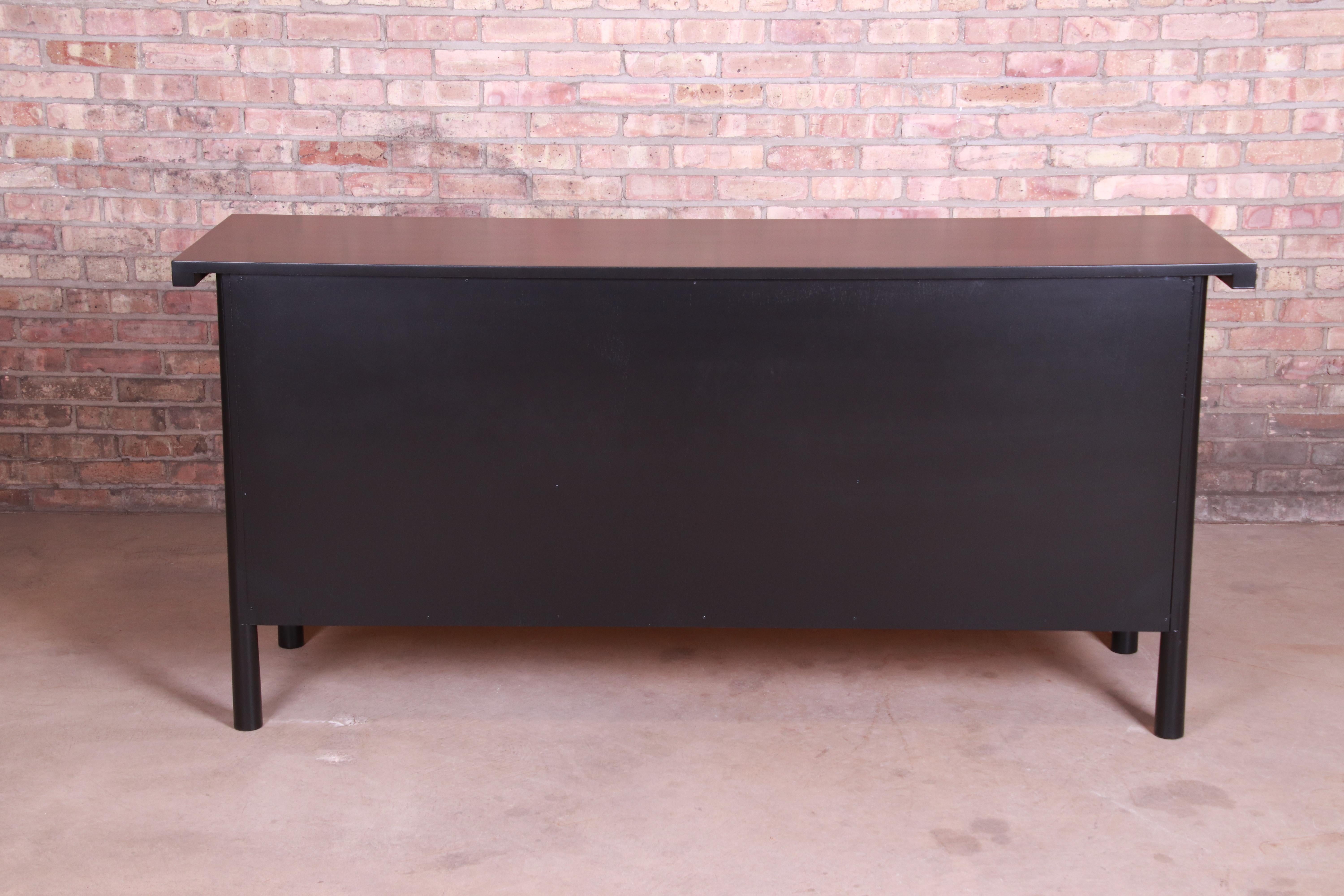 T.H. Robsjohn-Gibbings for Widdicomb Black Lacquered Sideboard, Newly Refinished 6