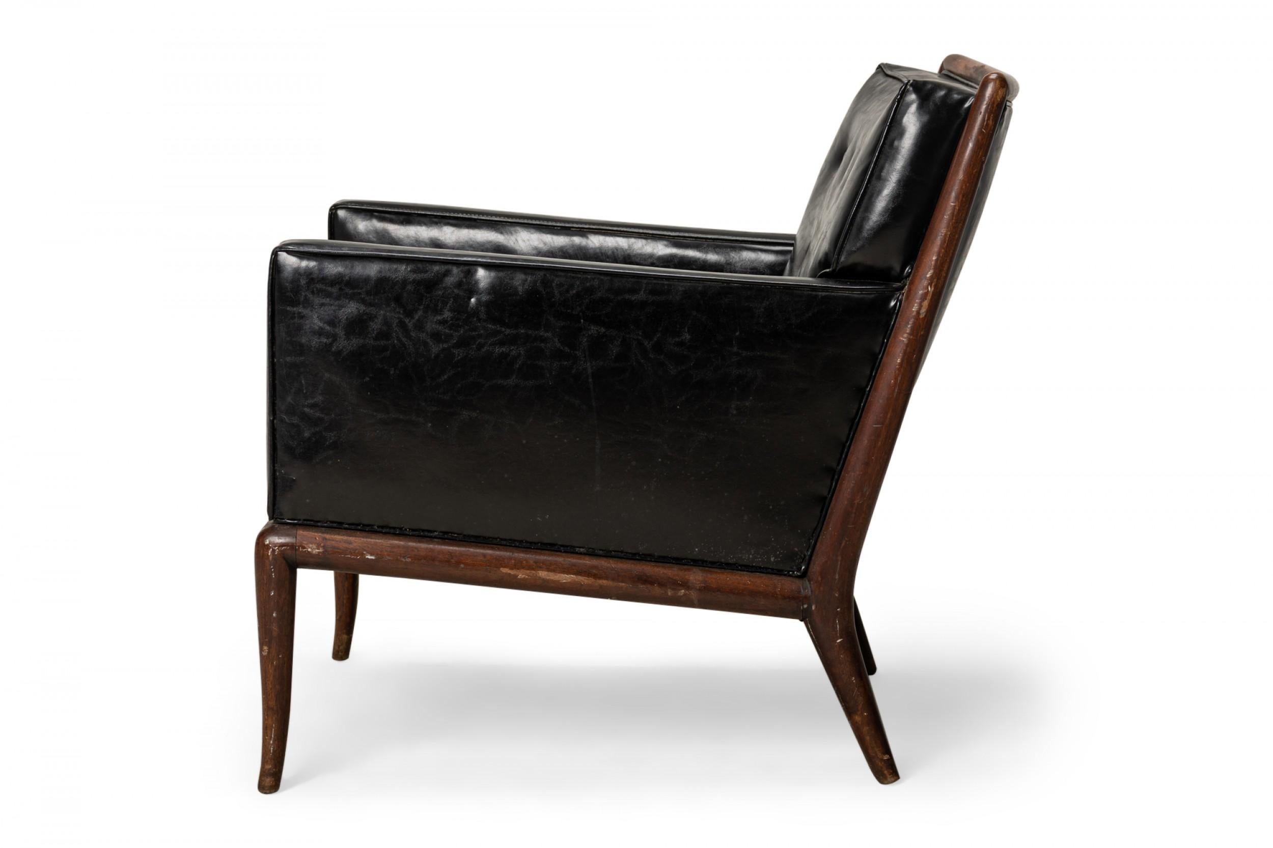 Mid-Century Modern T.H. Robsjohn-Gibbings for Widdicomb Black Tufted Leather Lounge Chair For Sale