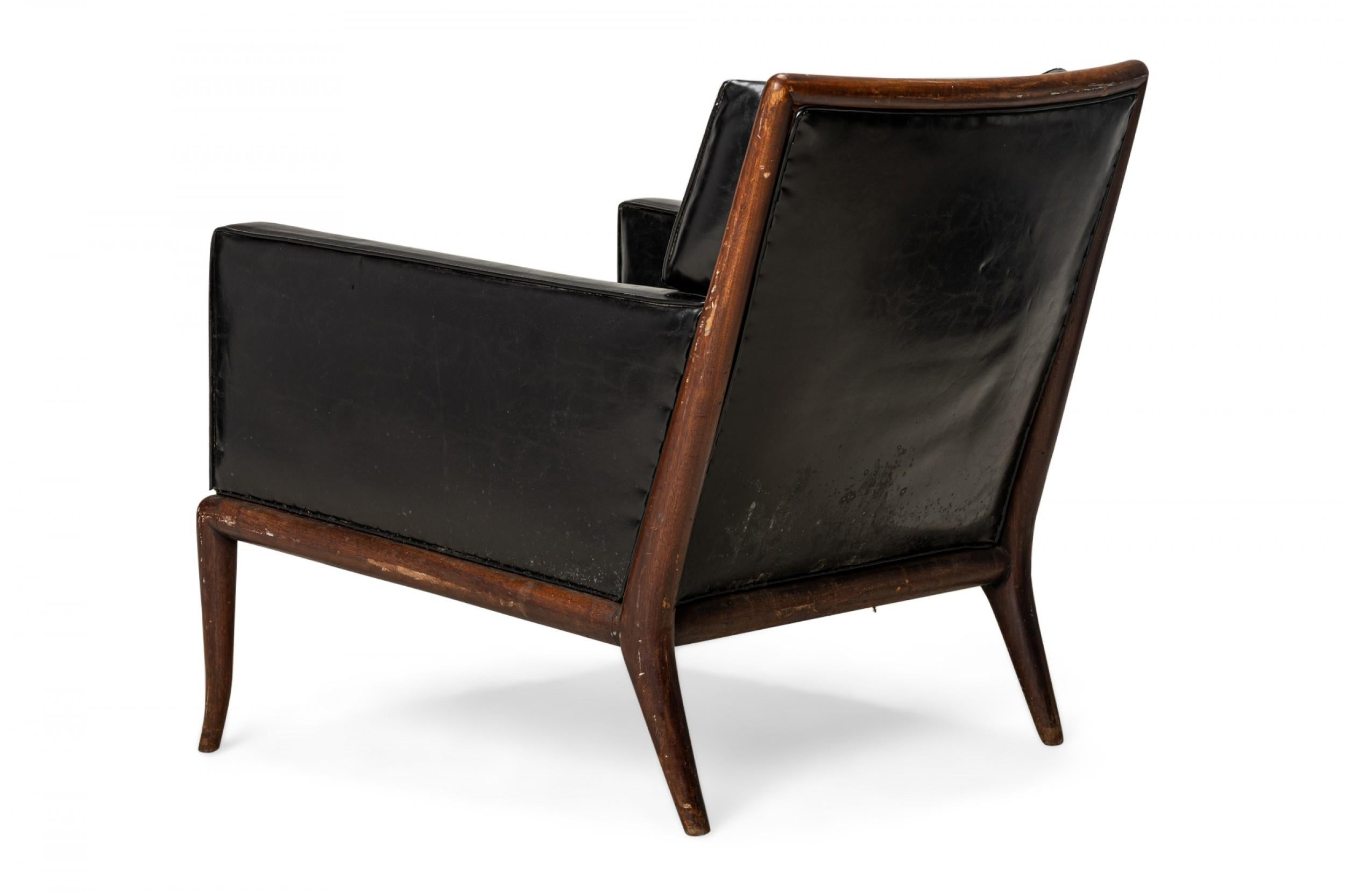 American T.H. Robsjohn-Gibbings for Widdicomb Black Tufted Leather Lounge Chair For Sale