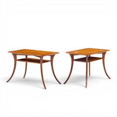 T.H. Robsjohn Gibbings for Widdicomb Bleached Mahogany Sabre End Tables - Pair