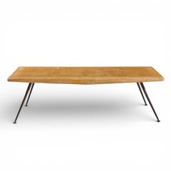 T.H. Robsjohn Gibbings for Widdicomb Brass Leg Mahogany Coffee Table Bench