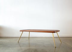 T.H. Robsjohn Gibbings for Widdicomb Brass leg Mahogany Coffee Table Bench