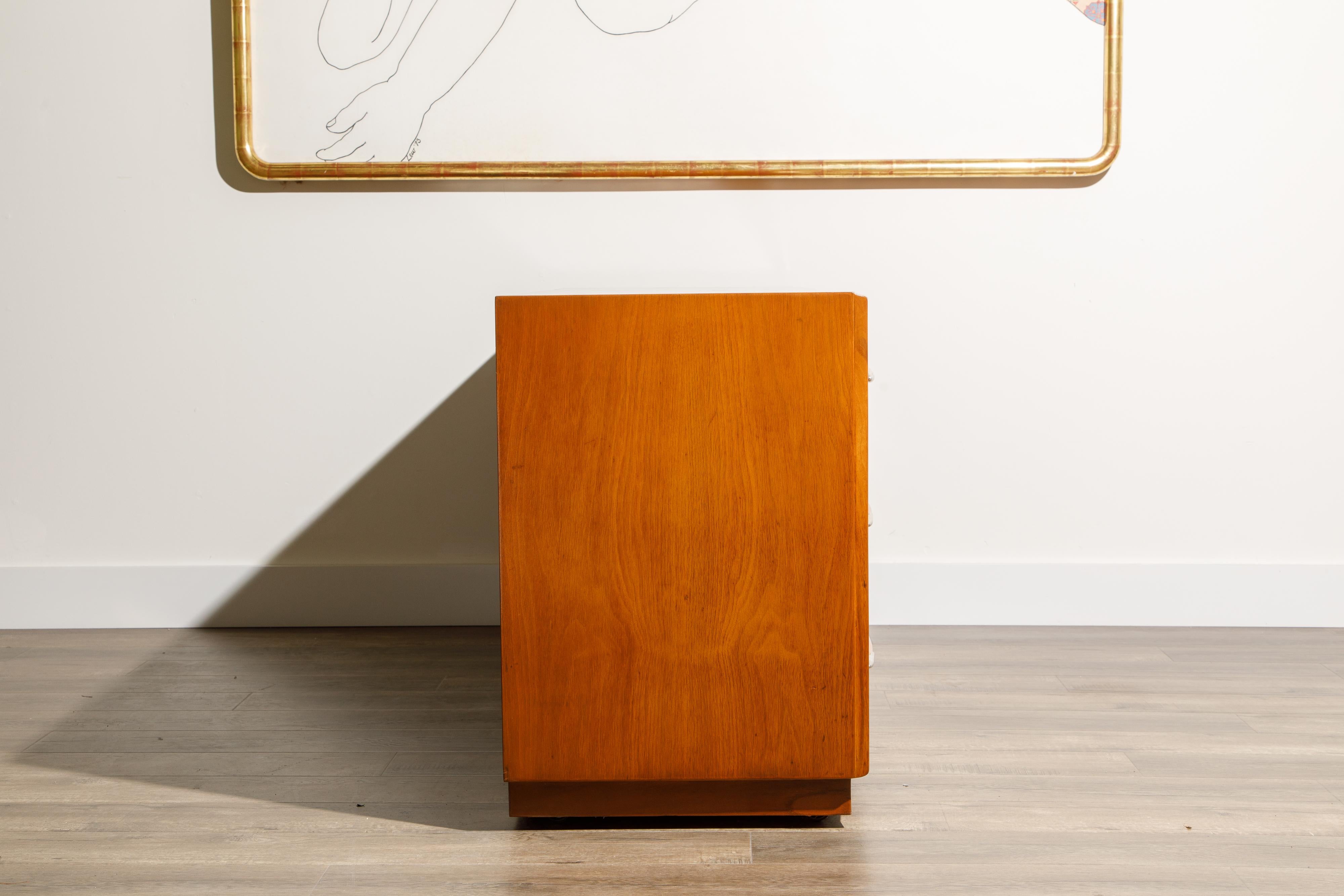 American T.H. Robsjohn-Gibbings for Widdicomb Dresser with Spear Handles, c 1950, Signed