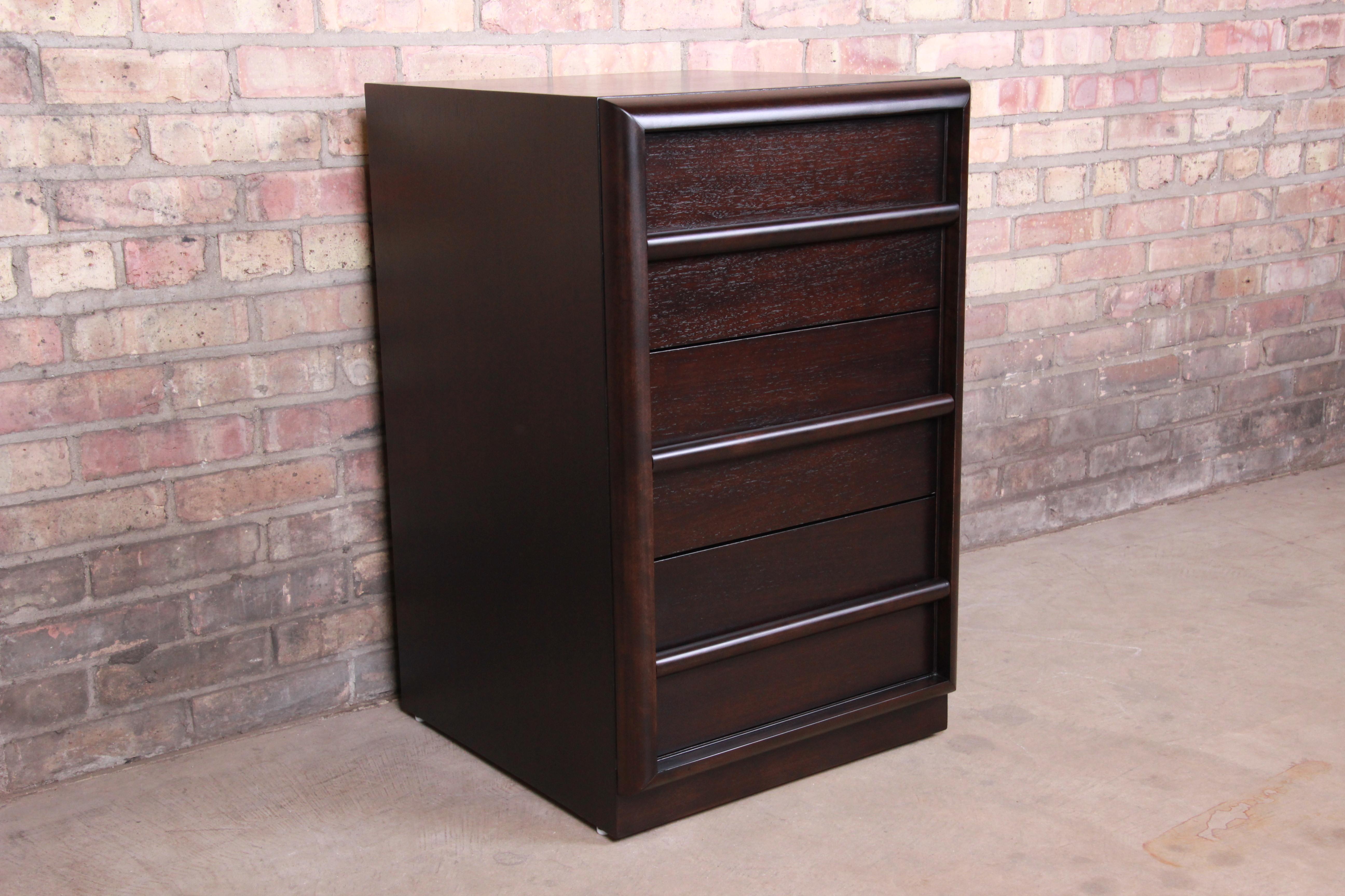 American T.H. Robsjohn-Gibbings for Widdicomb Ebonized Chest or Nightstand, Refinished