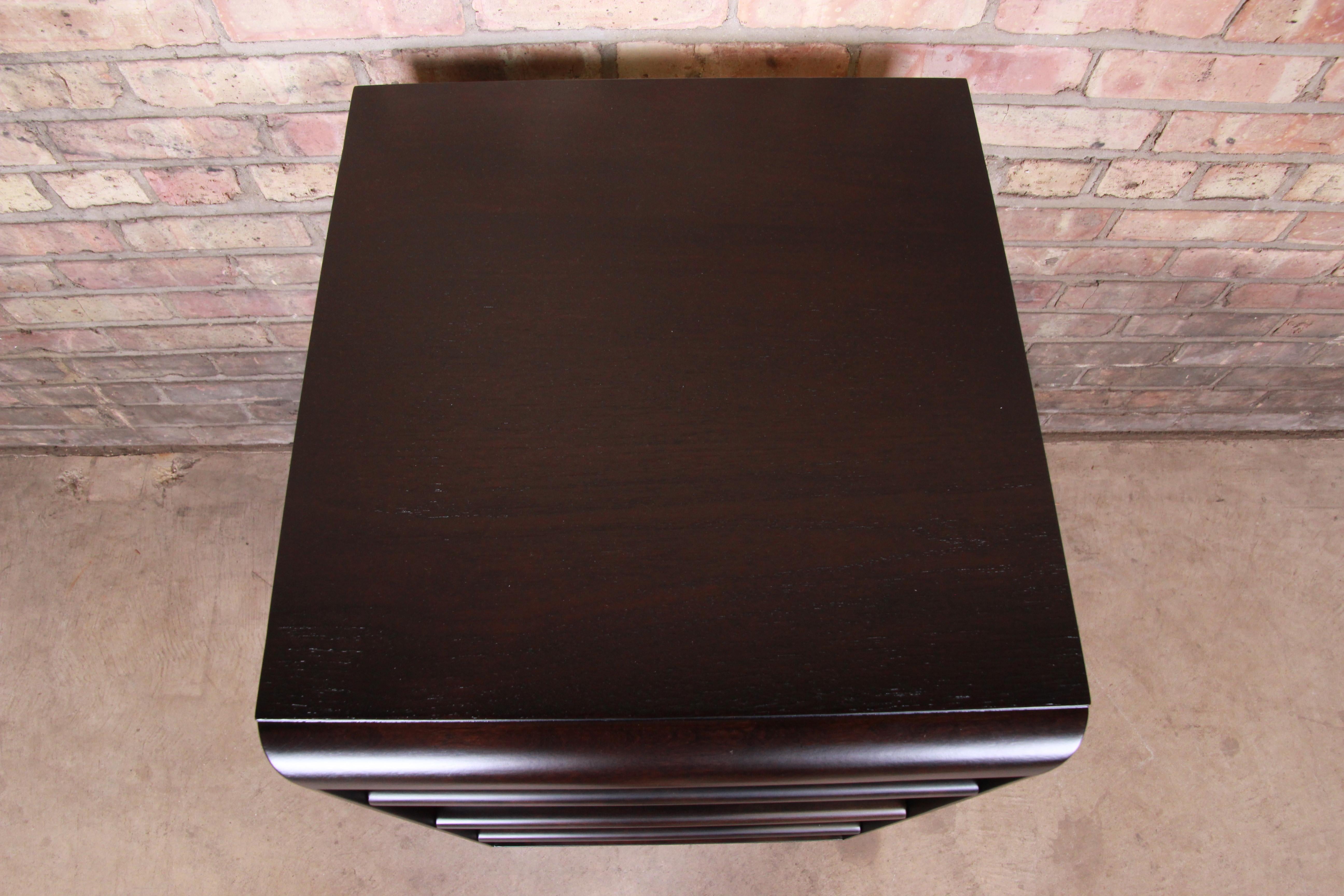 T.H. Robsjohn-Gibbings for Widdicomb Ebonized Chest or Nightstand, Refinished In Good Condition In South Bend, IN