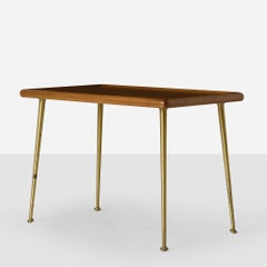 1950s Walnut & Brass End Table by T.H. Robsjohn-Gibbings