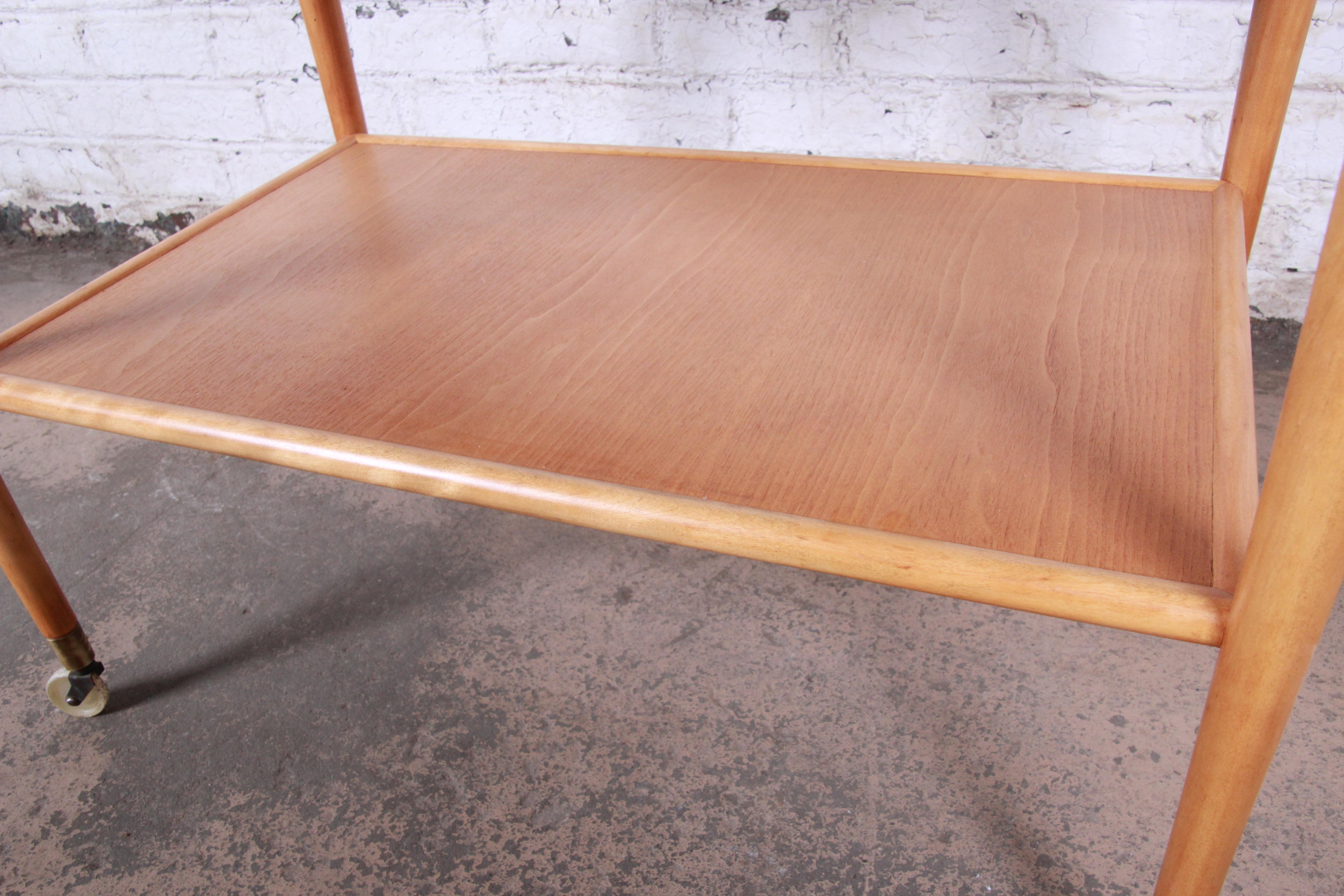 T.H. Robsjohn-Gibbings for Widdicomb Flip Top Server Bar Cart, Newly Restored 6