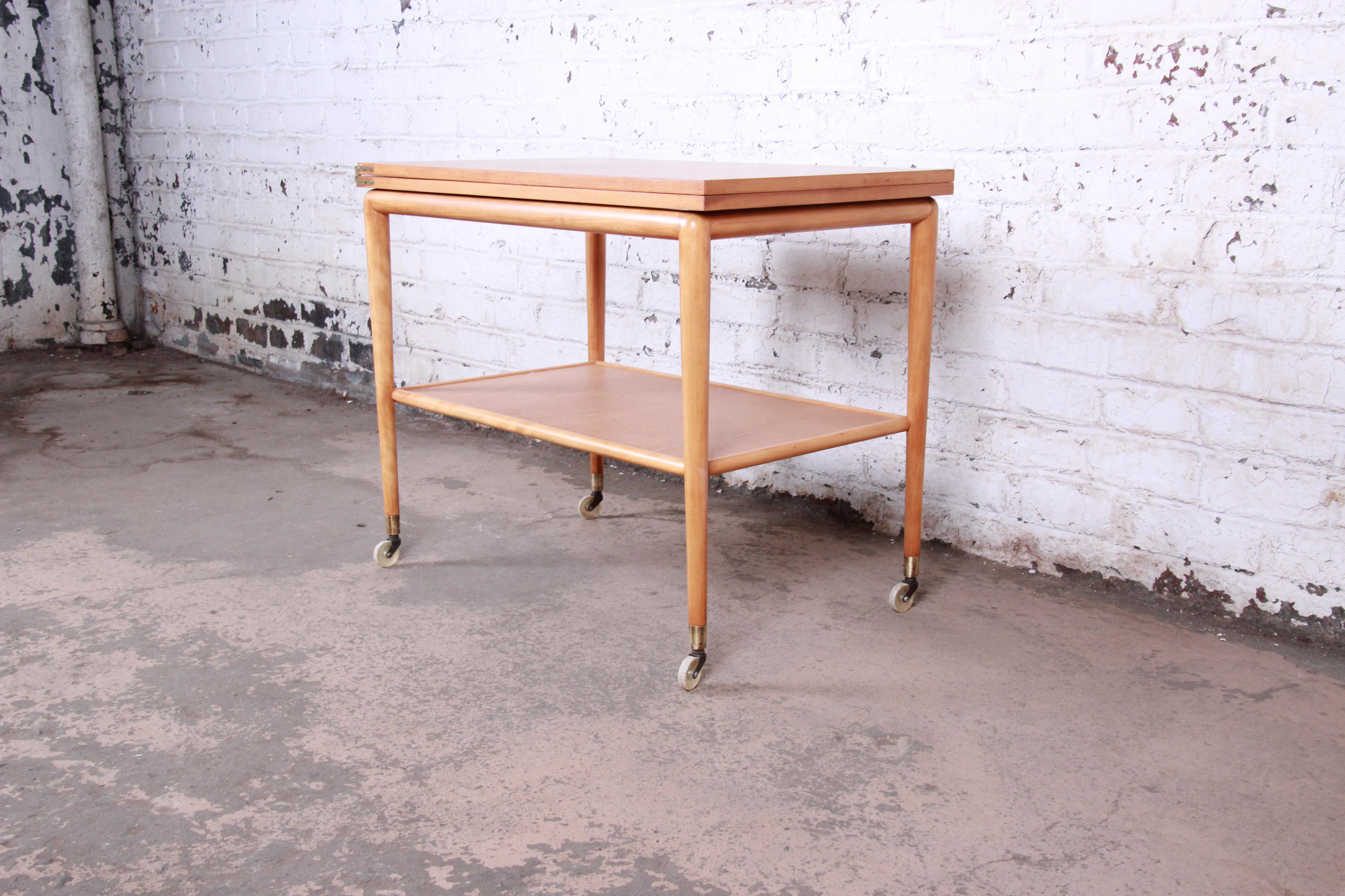 T.H. Robsjohn-Gibbings for Widdicomb Flip Top Server Bar Cart, Newly Restored For Sale 1