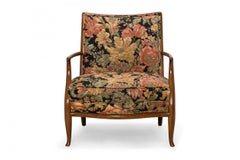T.H. Robsjohn-Gibbings for Widdicomb 'French' Walnut and Floral Upholstered