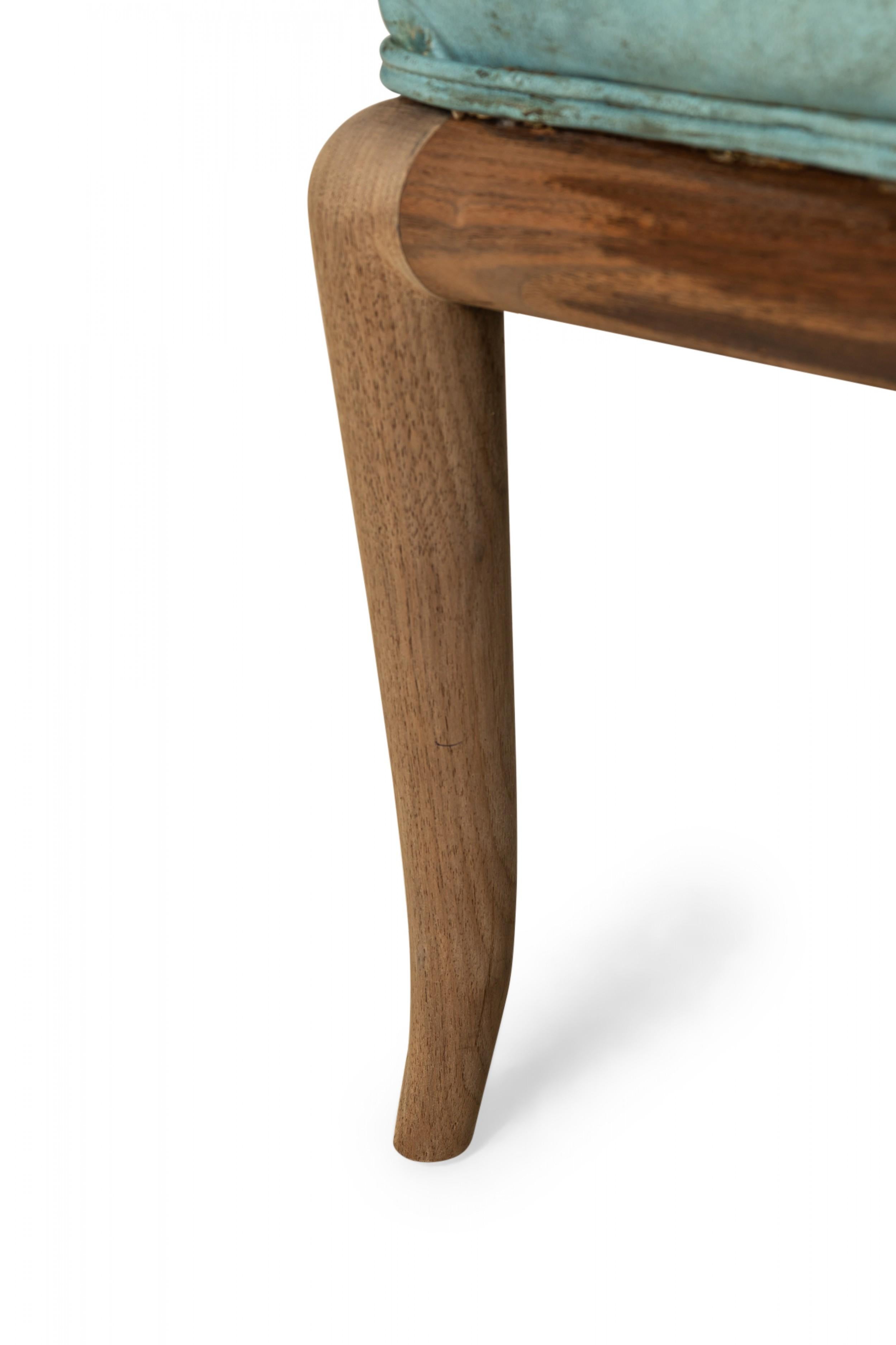 T.H. Robsjohn-Gibbings for Widdicomb Furniture Co. Blue Leather Slipper Chair For Sale 3