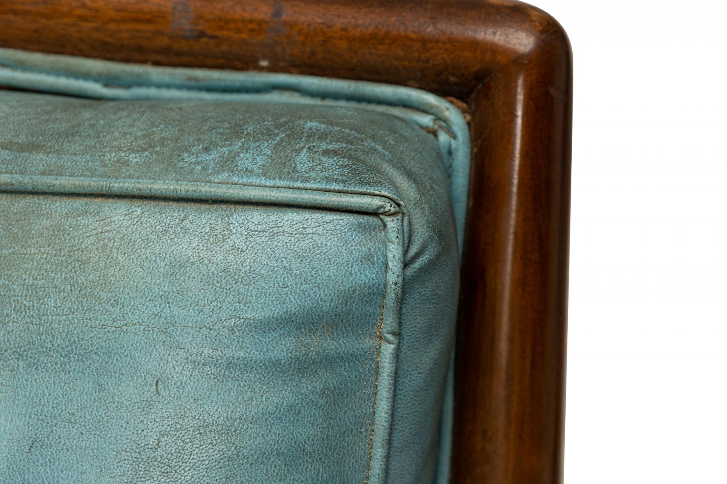 T.H. Robsjohn-Gibbings for Widdicomb Furniture Co. Blue Leather Slipper Chair For Sale 1