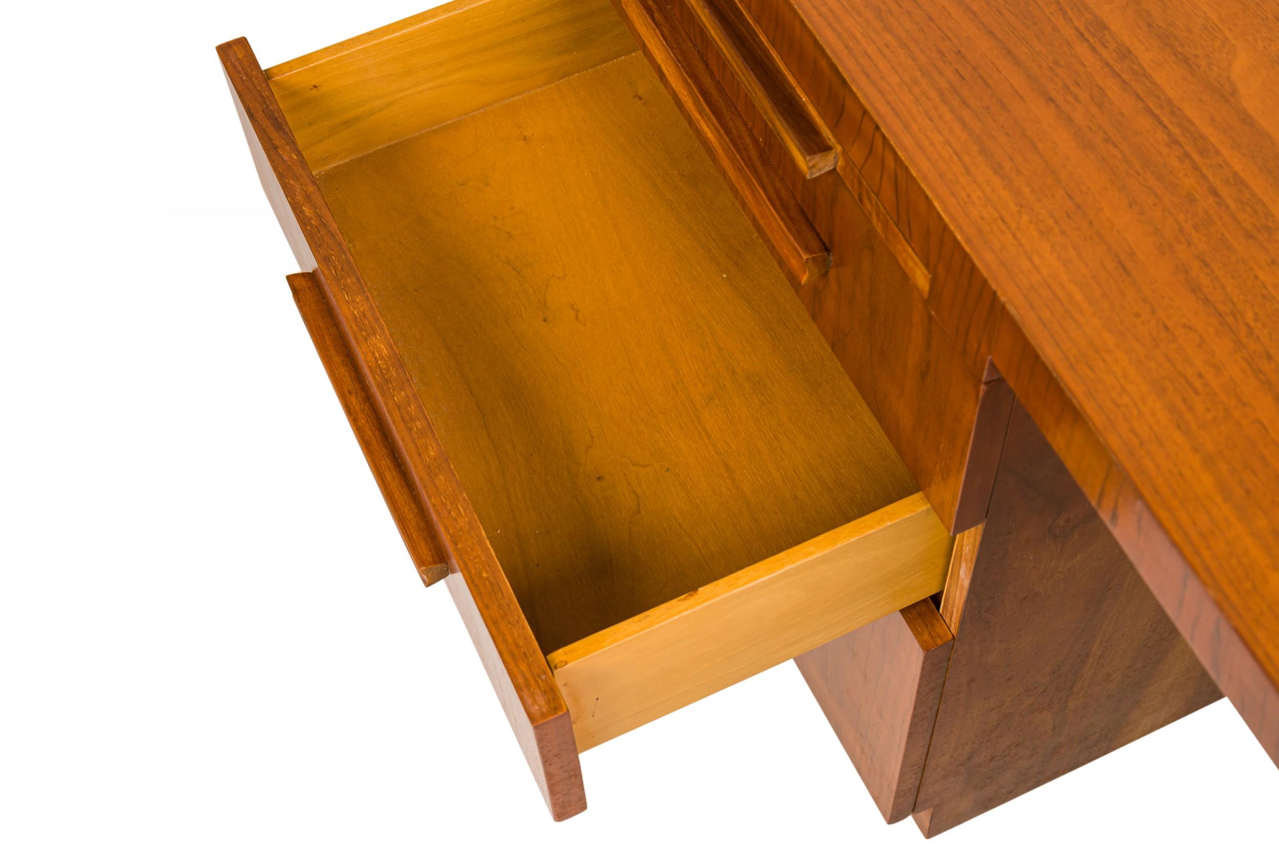T.H. Robsjohn-Gibbings for Widdicomb Furniture Co. Walnut Semi-Oval Top Desk For Sale 4