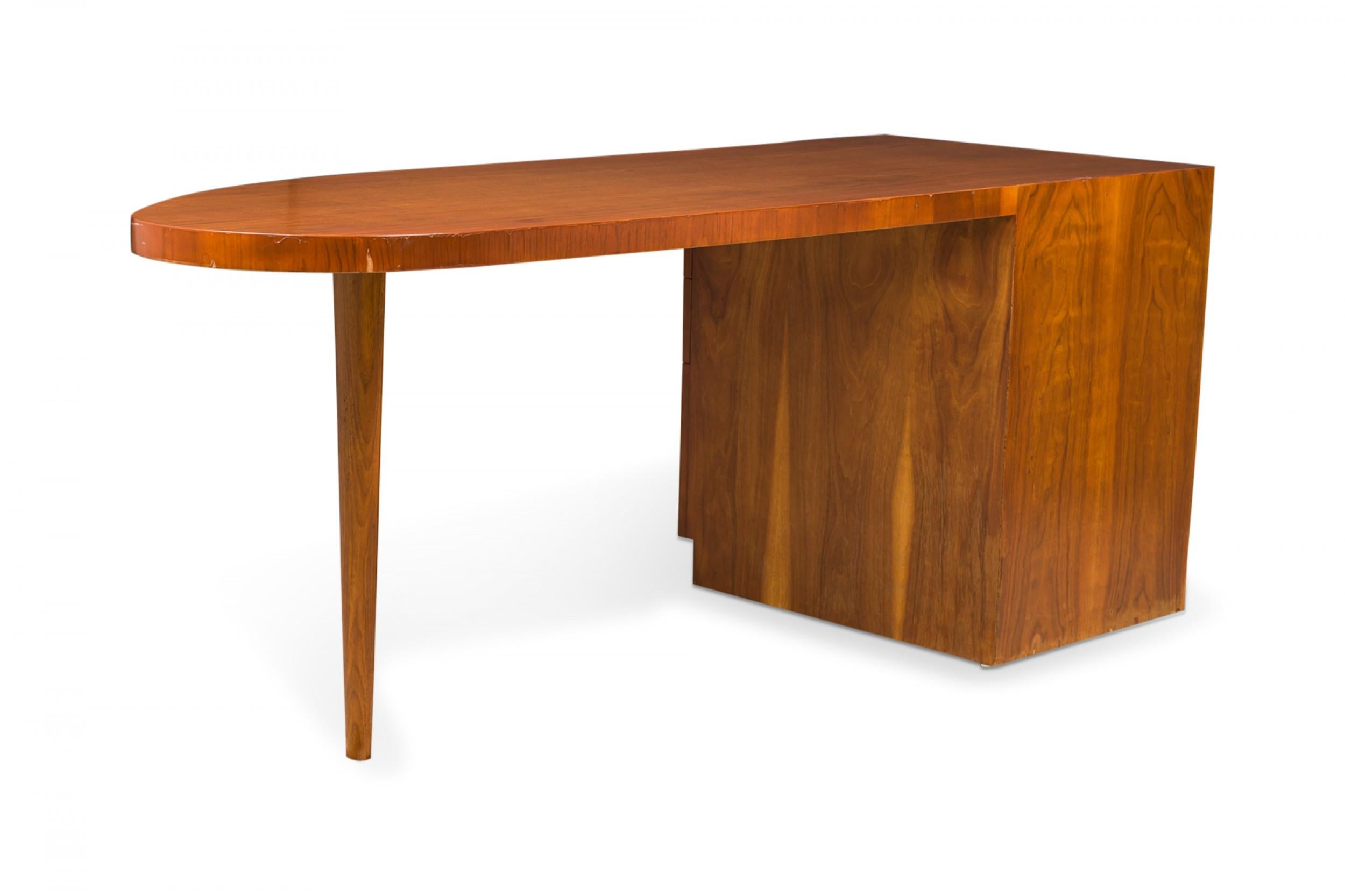 Mid-Century Modern T.H. Robsjohn-Gibbings for Widdicomb Furniture Co. Walnut Semi-Oval Top Desk For Sale