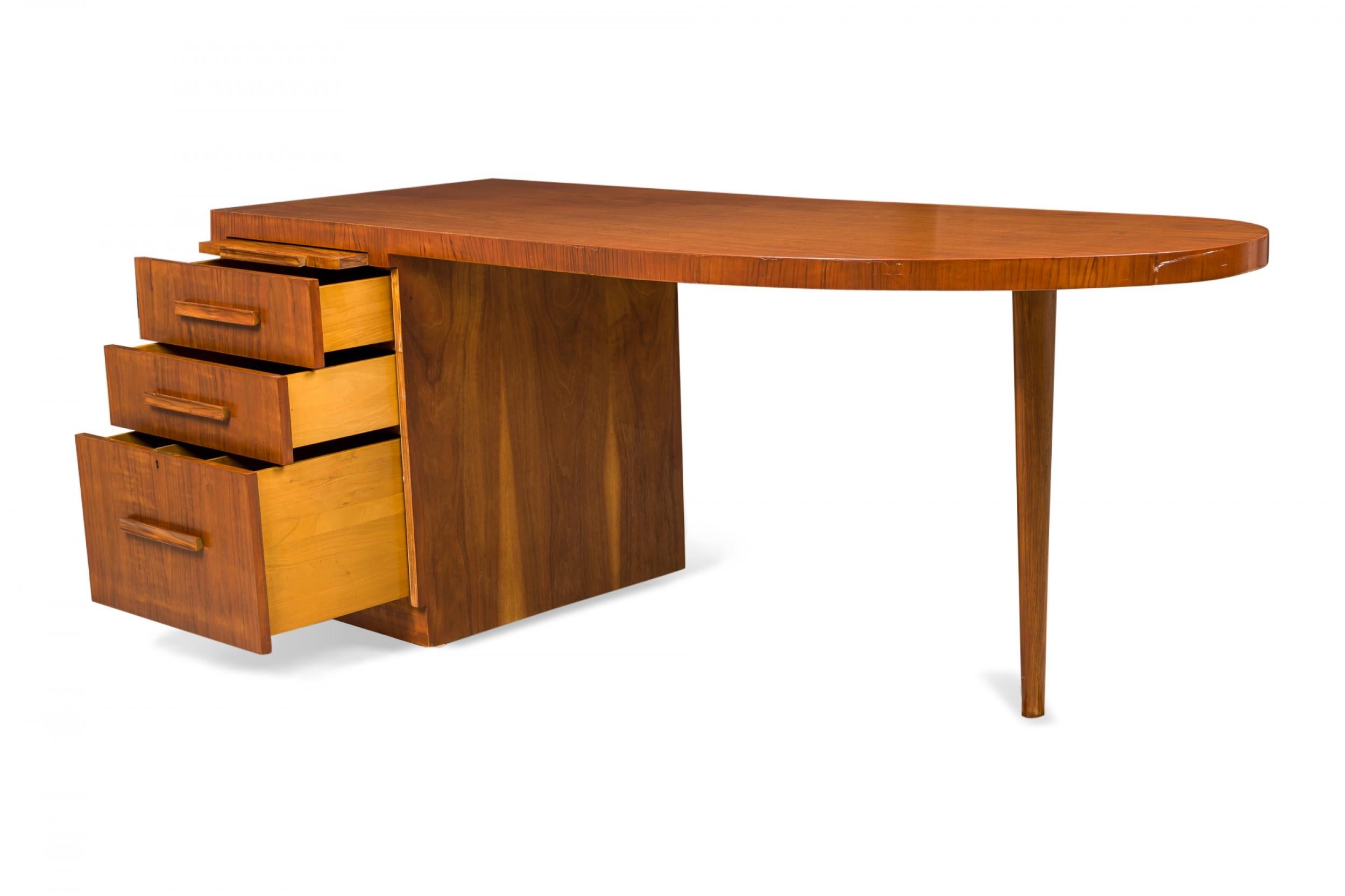 T.H. Robsjohn-Gibbings for Widdicomb Furniture Co. Walnut Semi-Oval Top Desk In Good Condition For Sale In New York, NY
