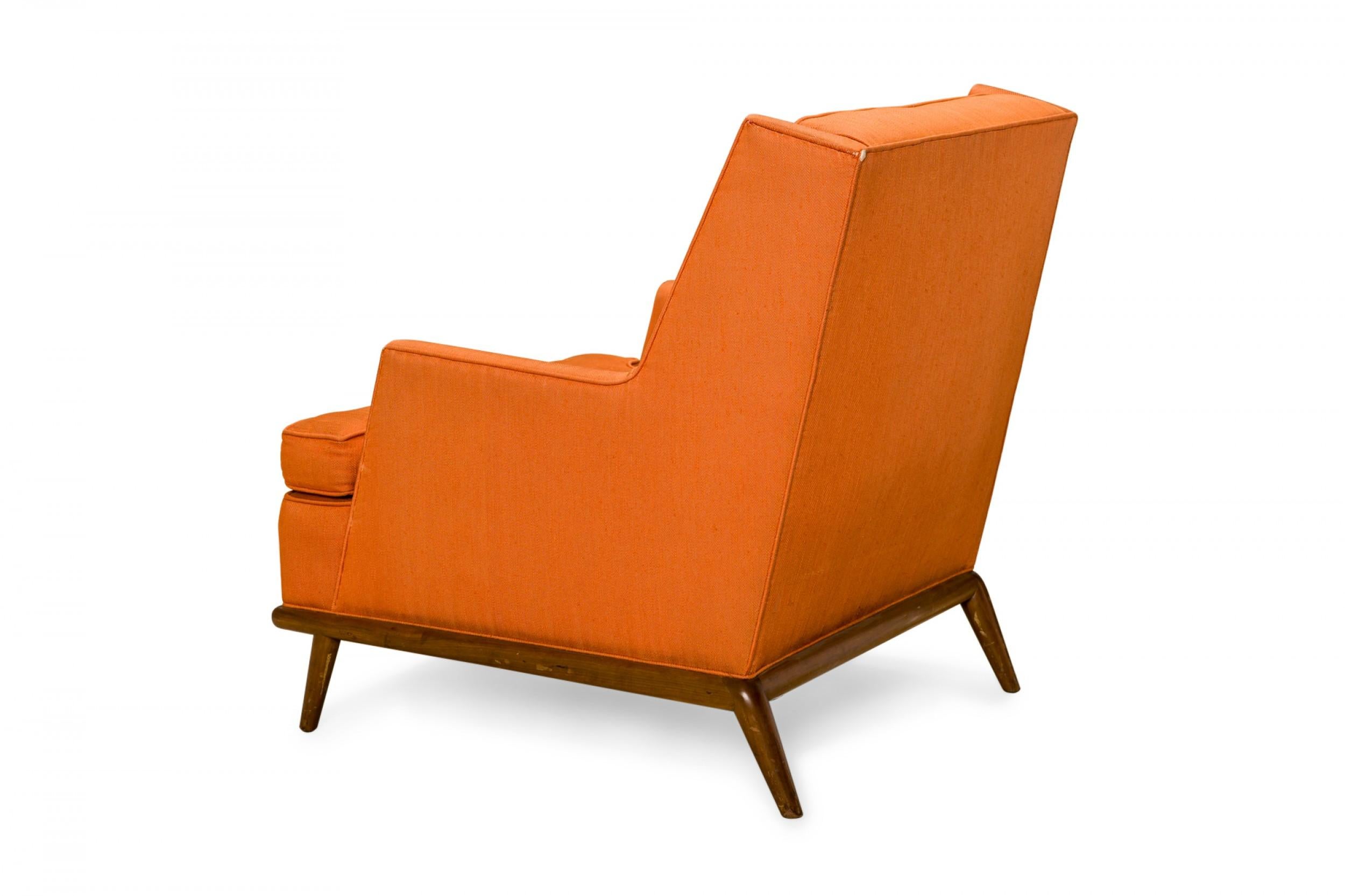 American T.H. Robsjohn-Gibbings for Widdicomb High Back Orange Upholstered Lounge Chair For Sale