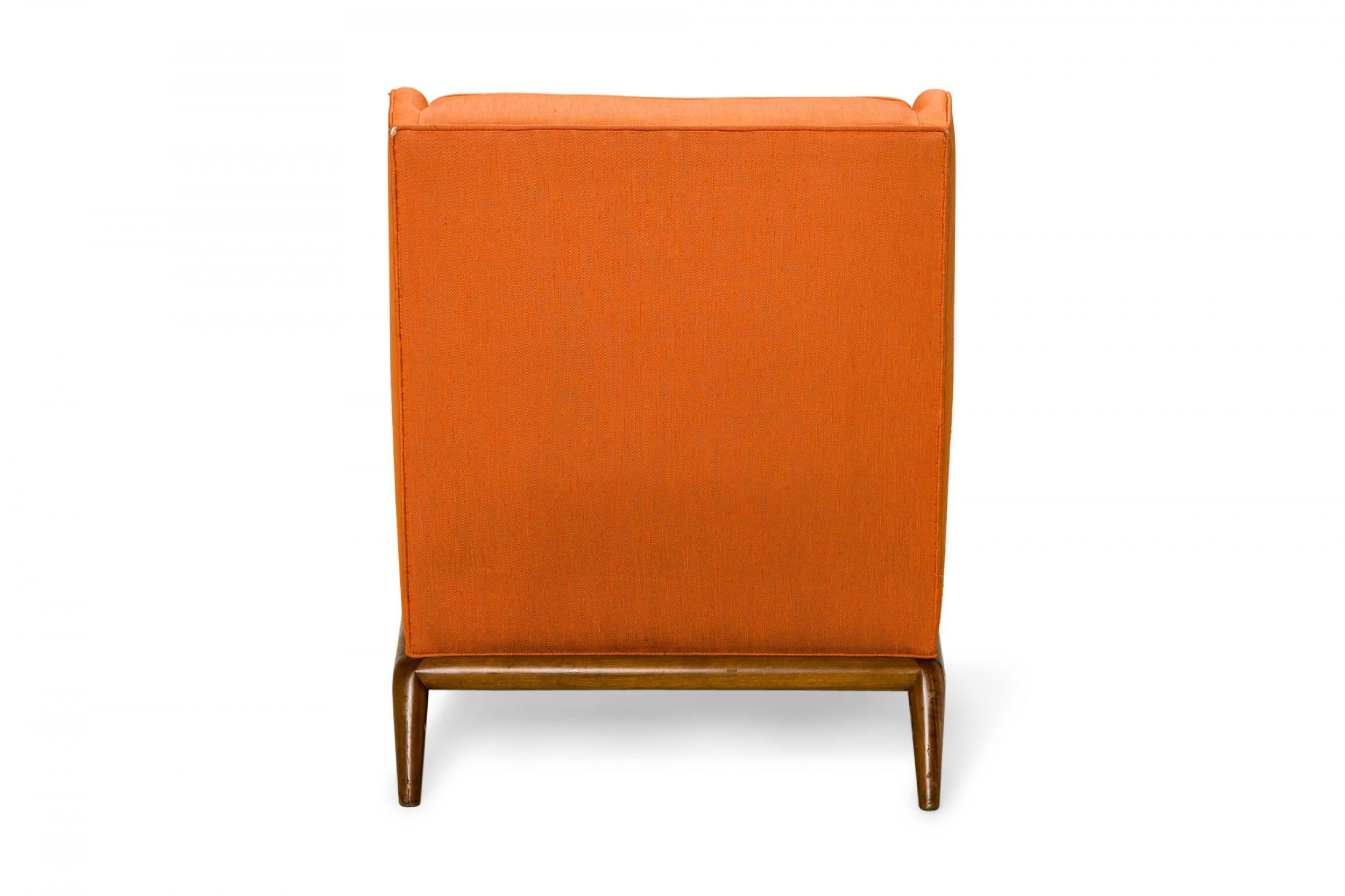 T.H. Robsjohn-Gibbings for Widdicomb High Back Orange Upholstered Lounge Chair In Good Condition For Sale In New York, NY