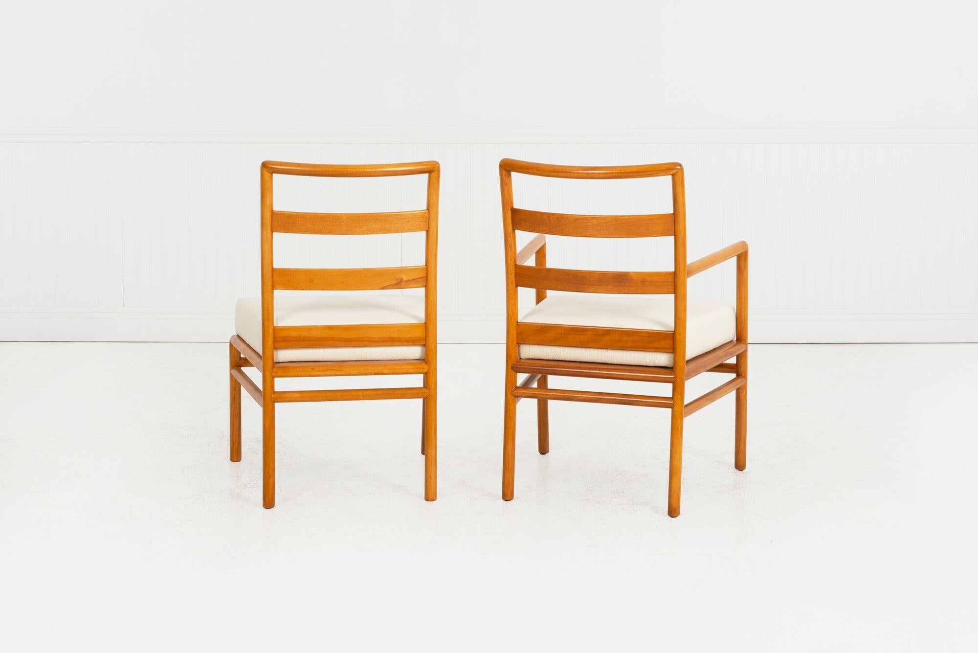 T.H. Robsjohn-Gibbings para Widdicomb Sillas de comedor con respaldo de escalera, juego de diez, 1955 mediados del siglo XX en venta