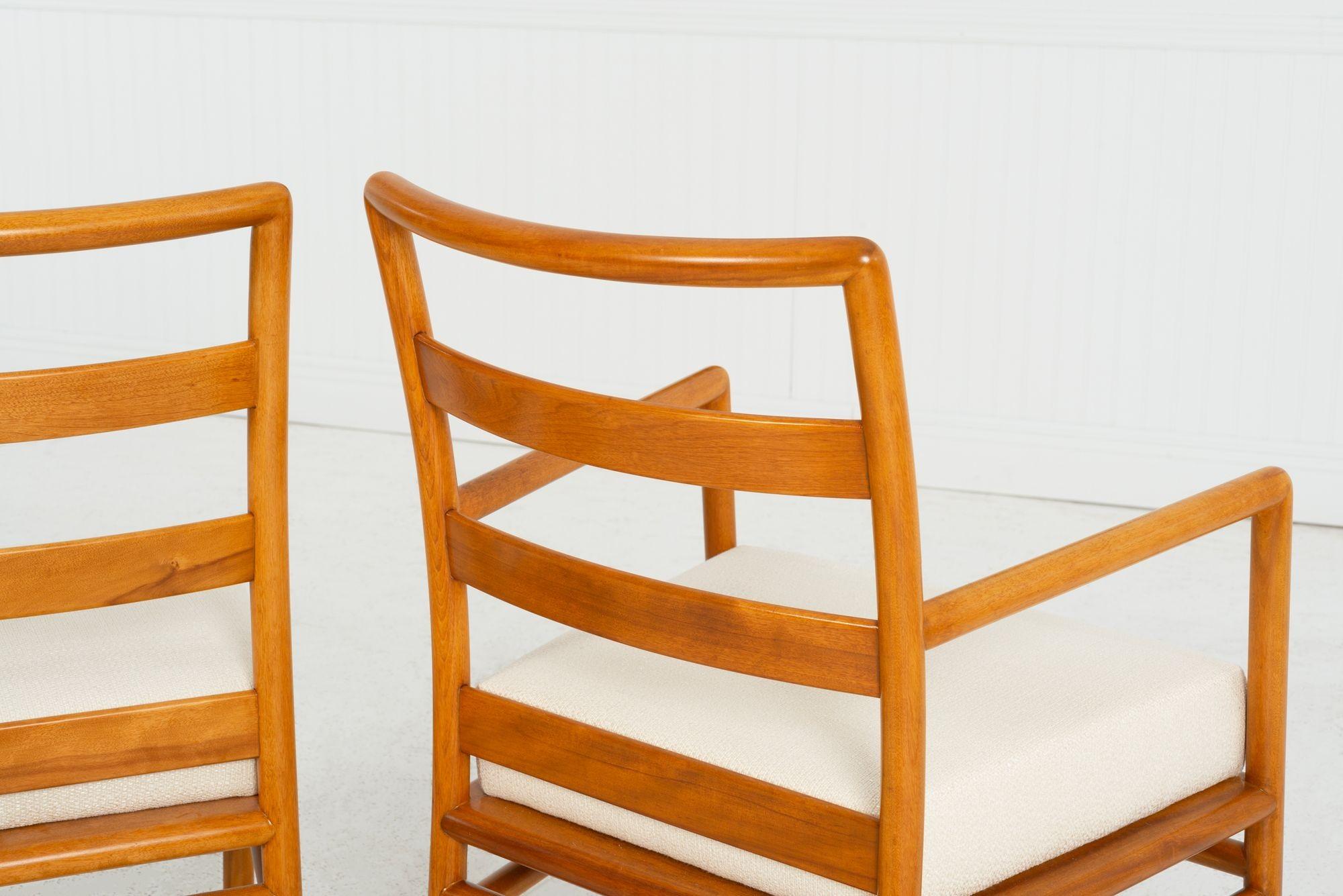 T.H. Robsjohn-Gibbings para Widdicomb Sillas de comedor con respaldo de escalera, juego de diez, 1955 Tapicería en venta