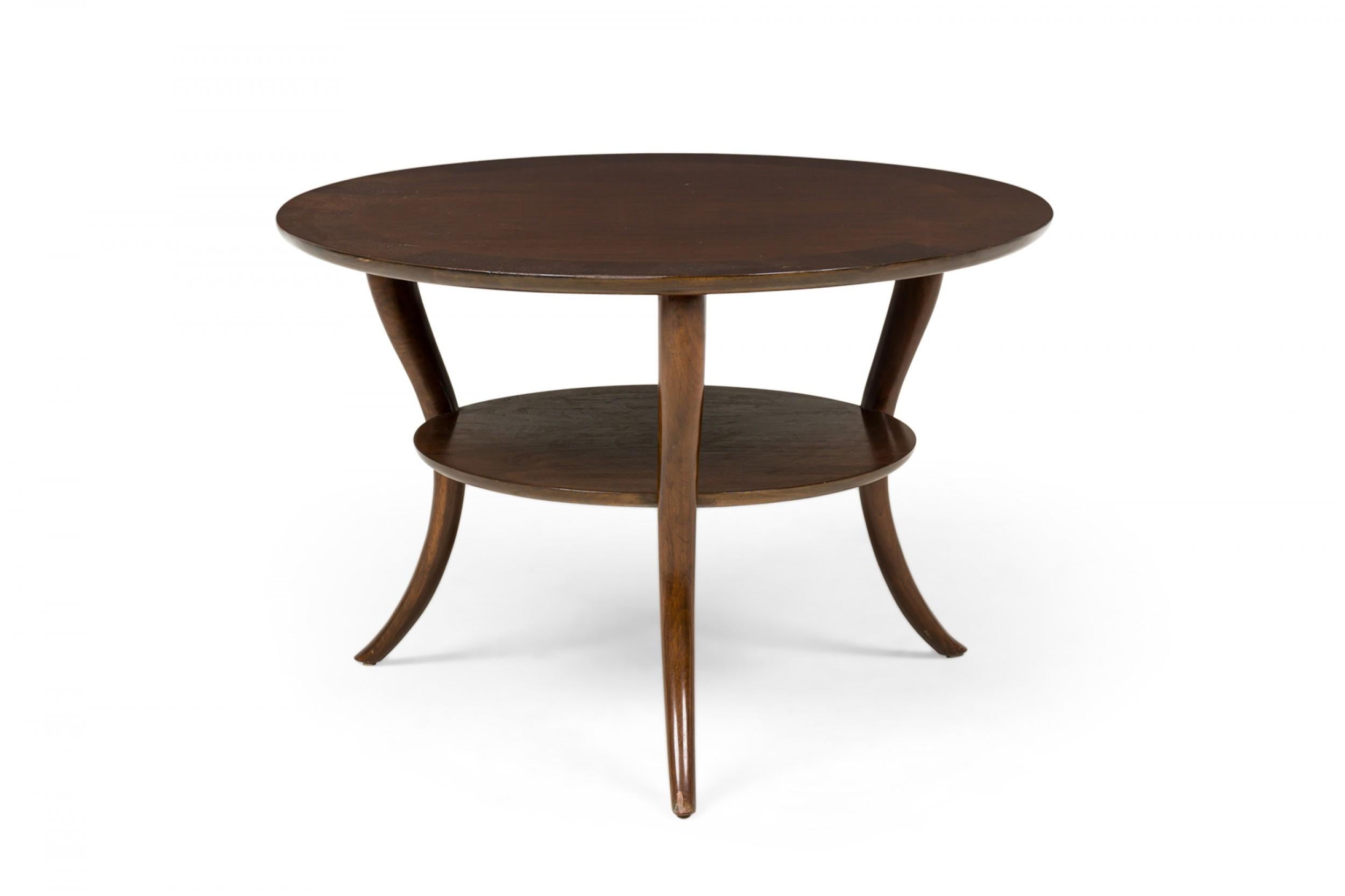 Mid-Century Modern T.H. Robsjohn-Gibbings pour Widdicomb Mfg. Co. Table d'appoint circulaire en bois à 2 niveaux en vente