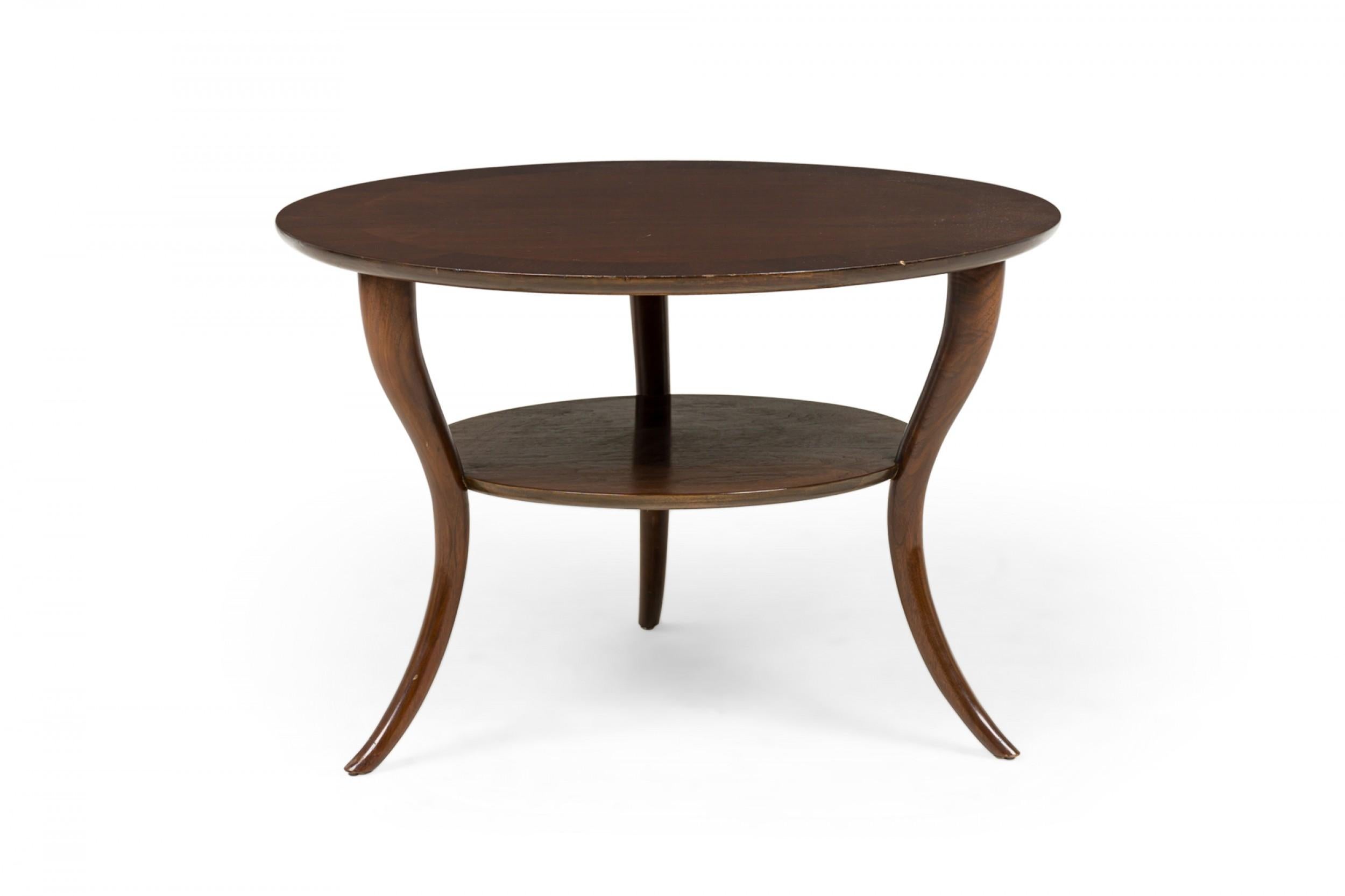 Buriné T.H. Robsjohn-Gibbings pour Widdicomb Mfg. Co. Table d'appoint circulaire en bois à 2 niveaux en vente