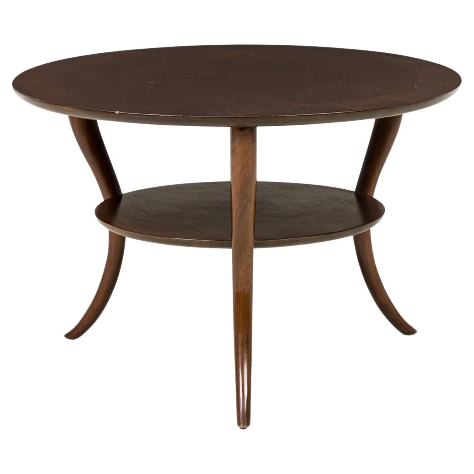 T.H. Robsjohn-Gibbings for Widdicomb Mfg. Co. 2-Tier Wooden Circular Side Table