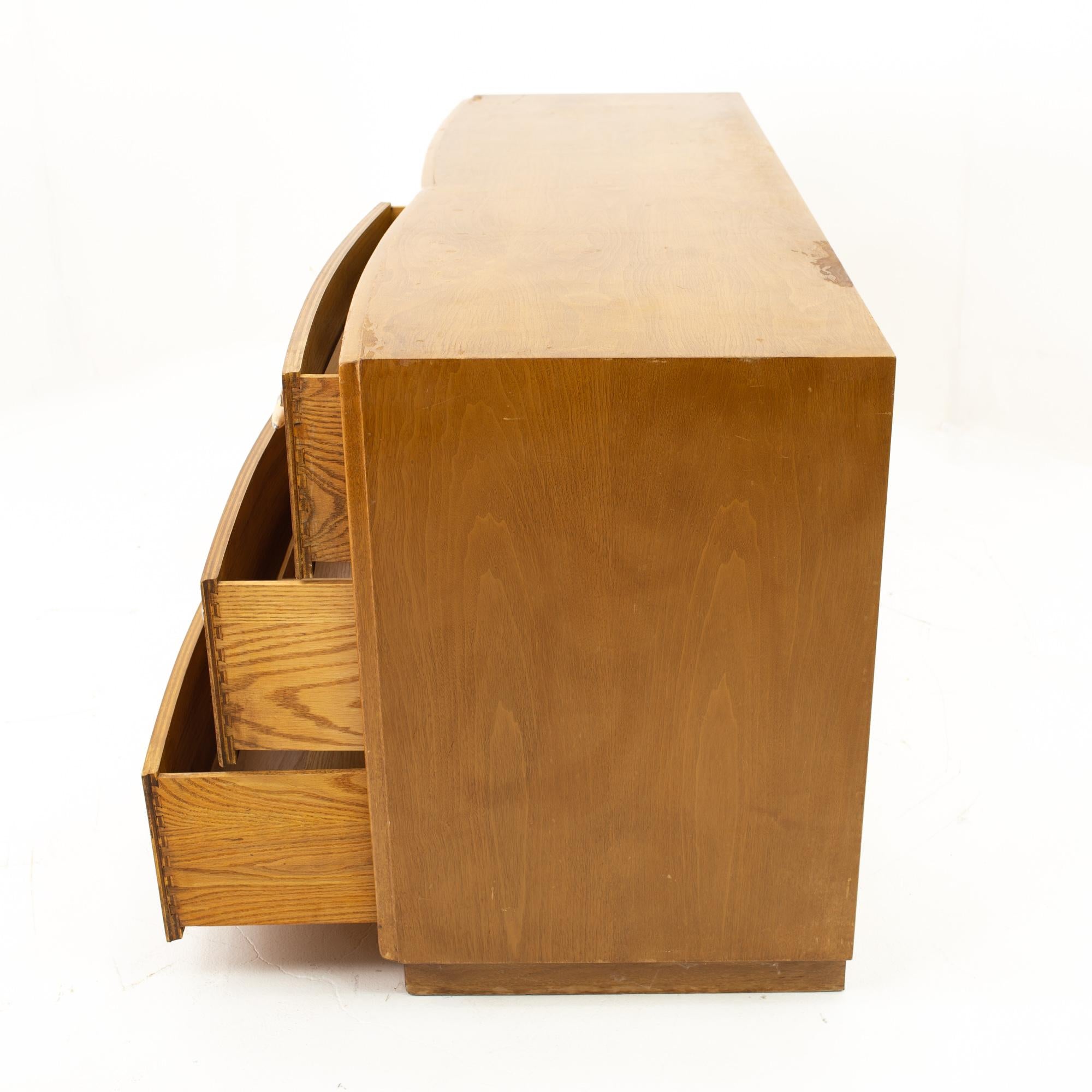 Wood TH Robsjohn Gibbings for Widdicomb Mid Century 6 Drawer Lowboy Dresser For Sale