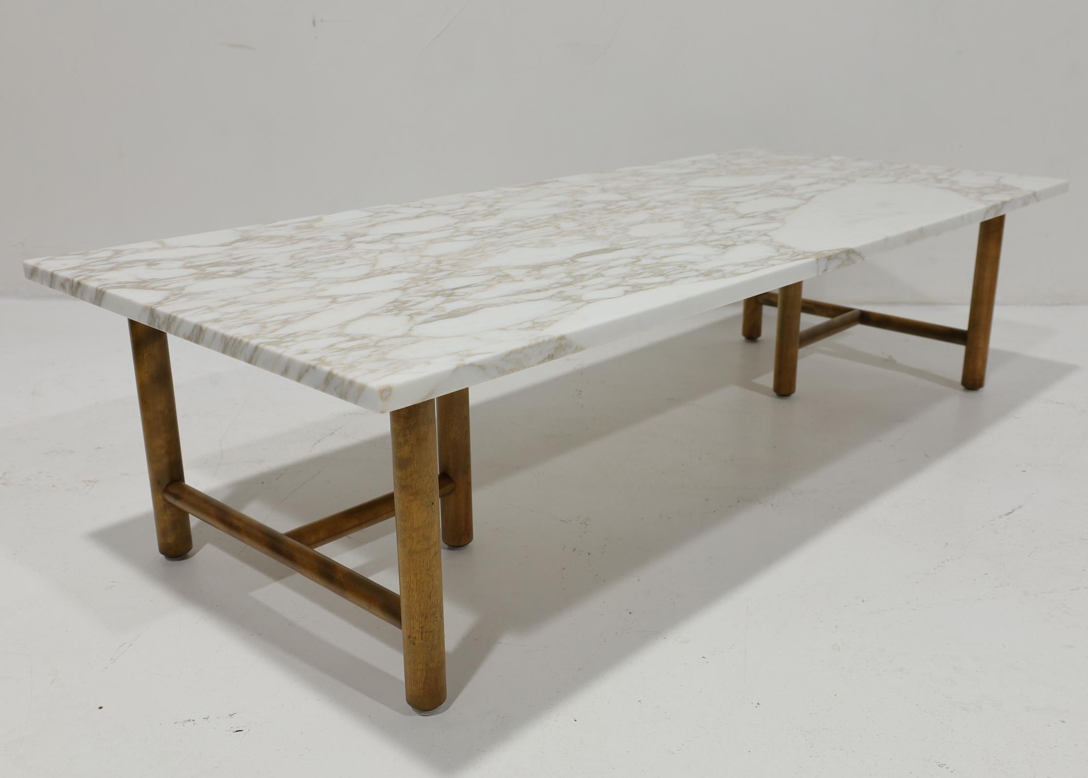 20th Century T.H. Robsjohn Gibbings for Widdicomb Mid Century Marble Cocktail Table For Sale