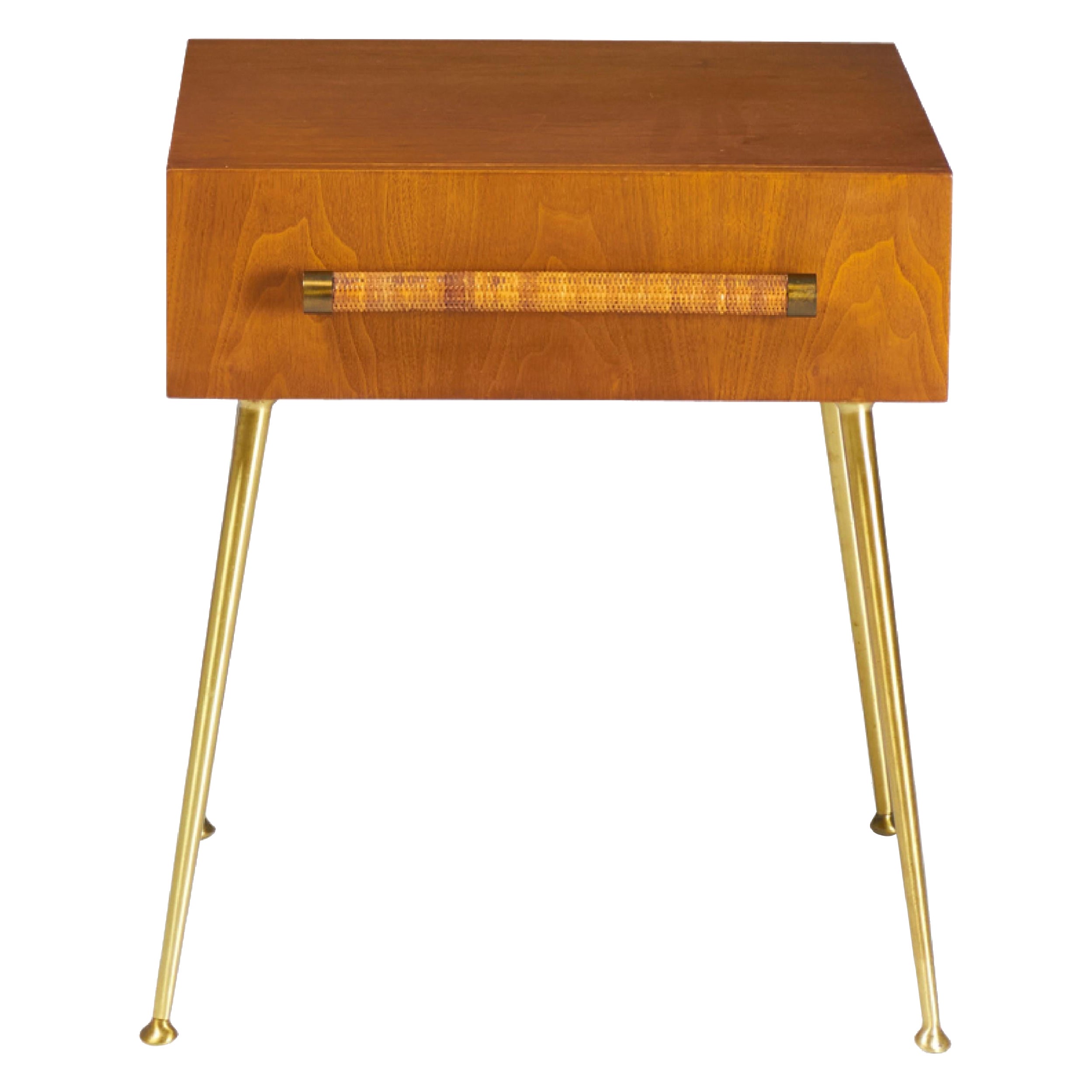 T.H. Robsjohn-Gibbings for Widdicomb Mid-Century Walnut Single Drawer Nightstand