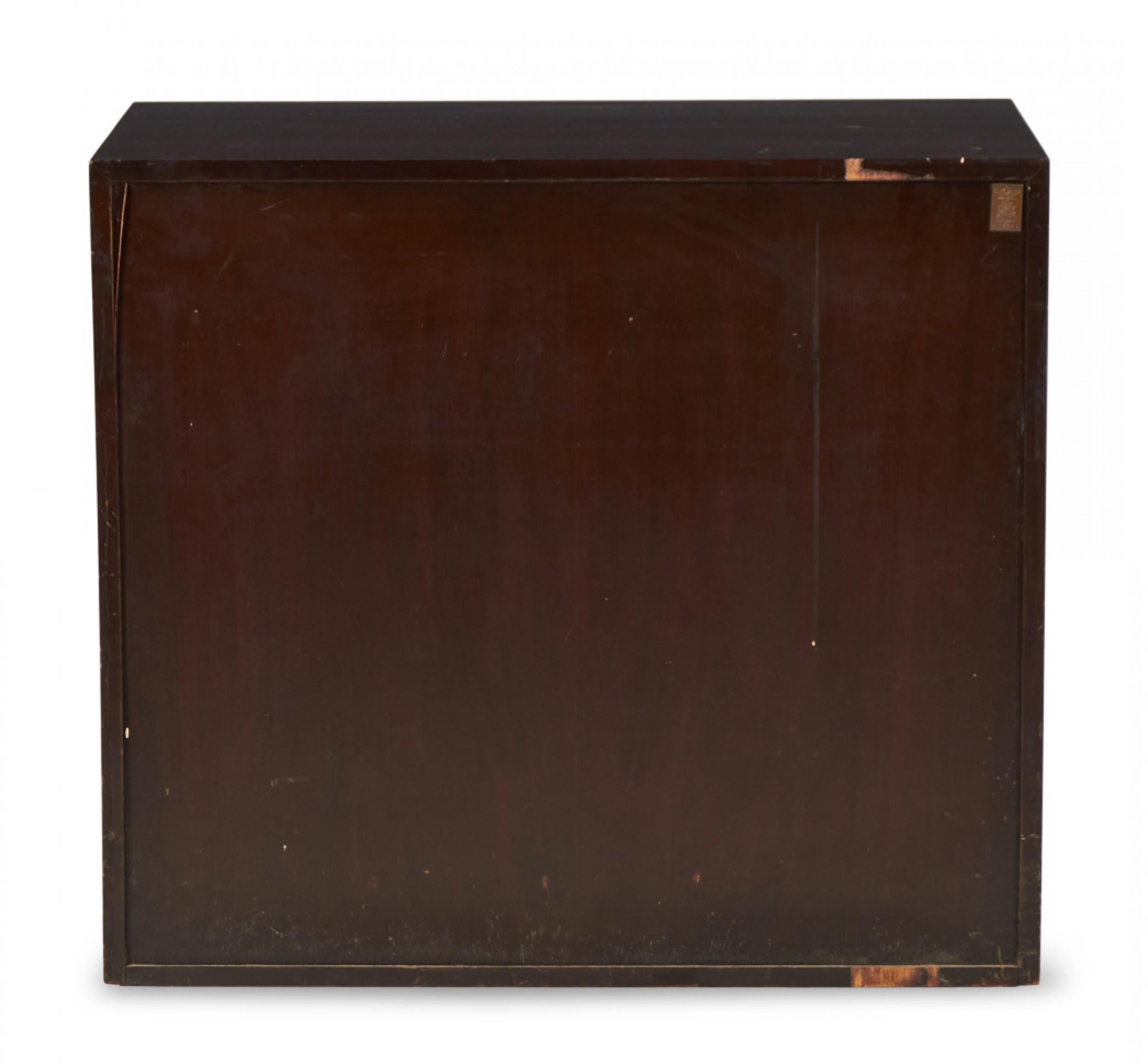 T.H. Robsjohn-Gibbings for Widdicomb Modern Two Door Mahogany Cabinet In Good Condition For Sale In New York, NY