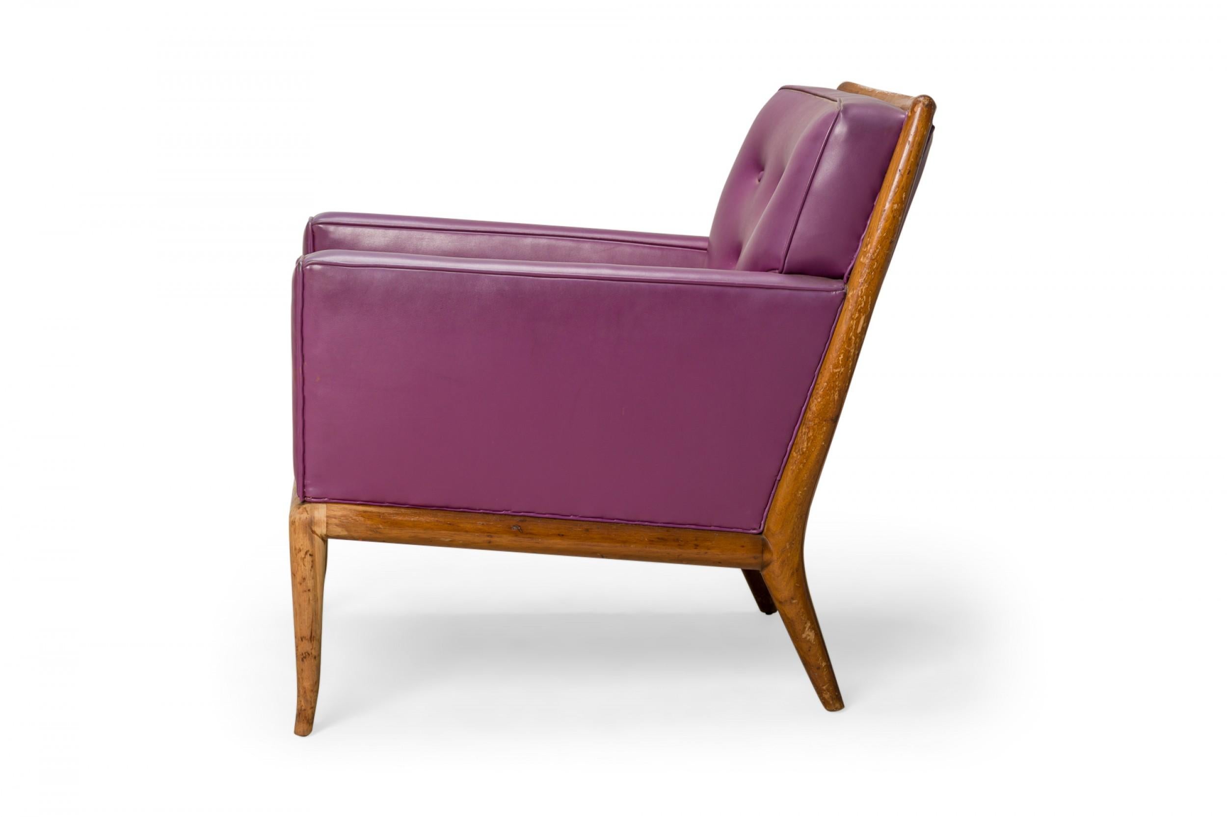 Mid-Century Modern T.H. Robsjohn-Gibbings for Widdicomb Purple Tufted Vinyl Lounge Chair For Sale