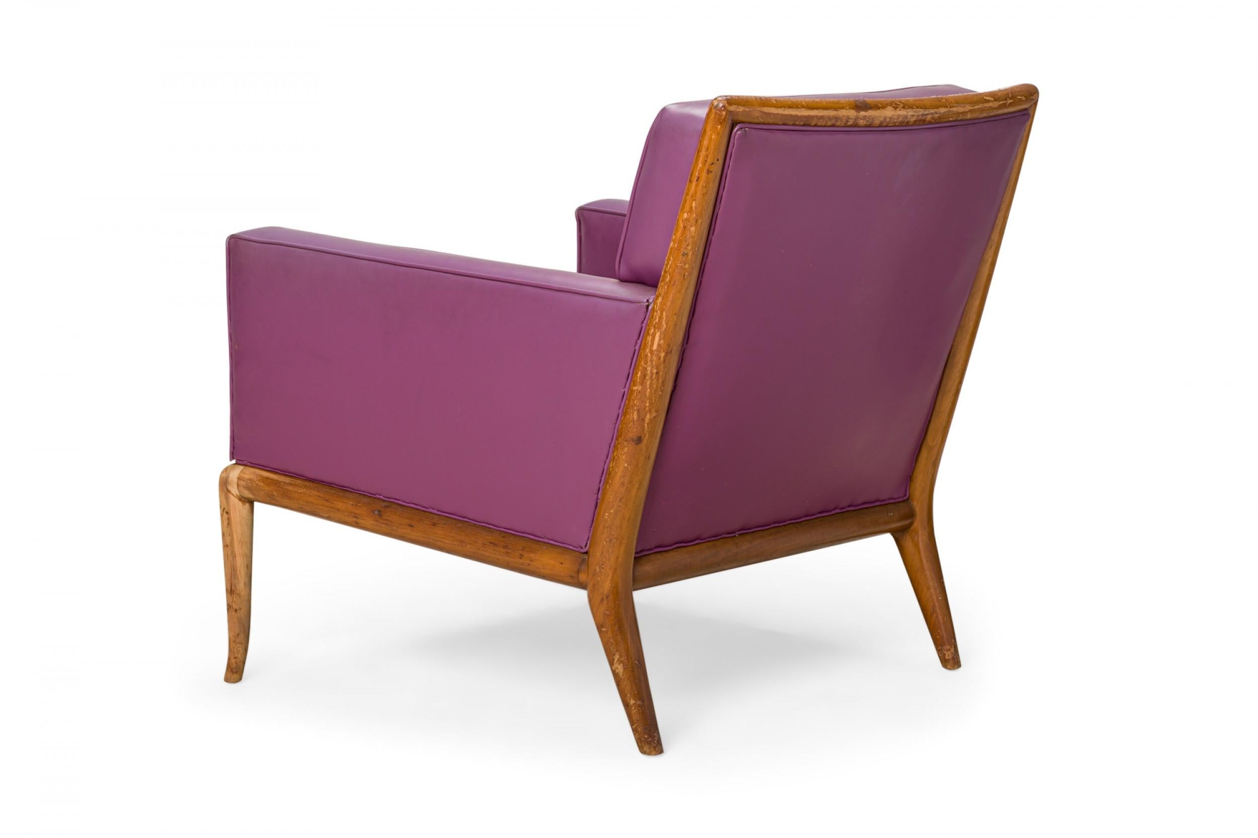 American T.H. Robsjohn-Gibbings for Widdicomb Purple Tufted Vinyl Lounge Chair For Sale