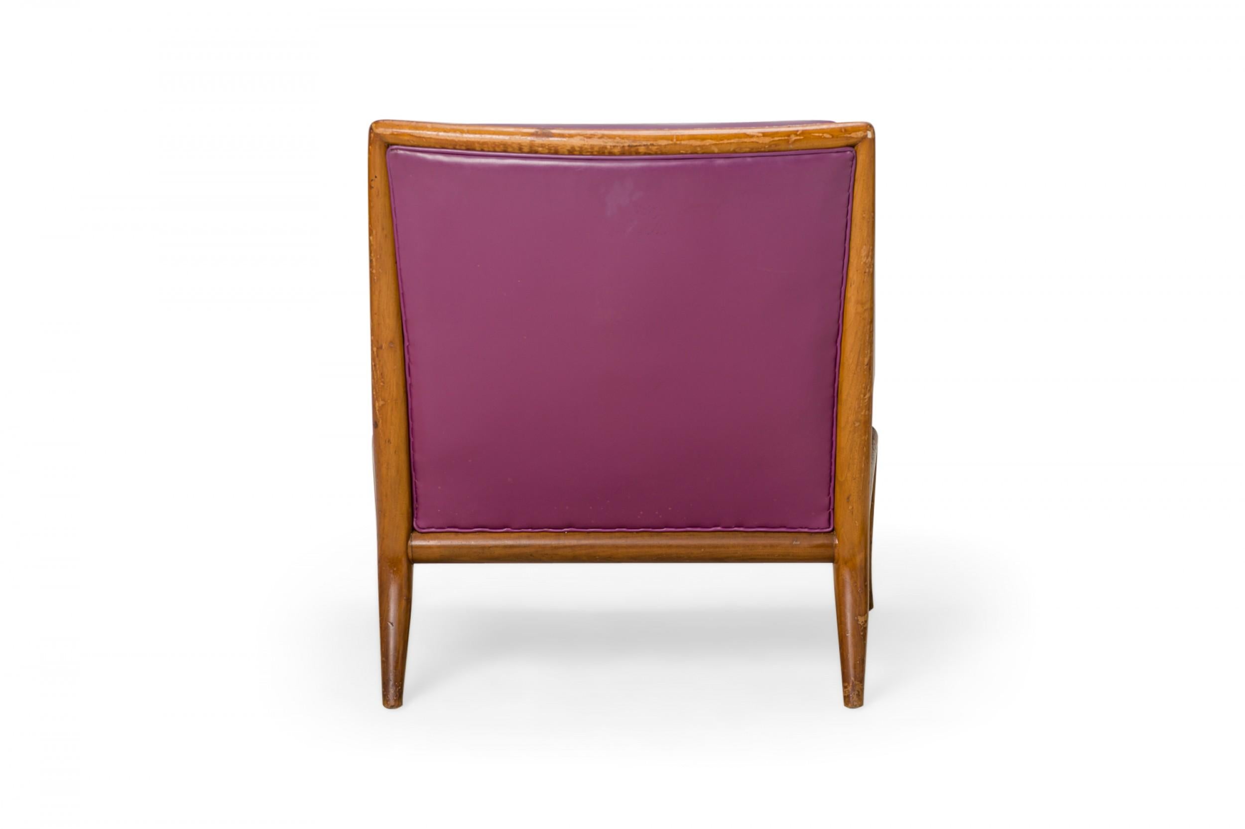 T.H. Robsjohn-Gibbings for Widdicomb Purple Tufted Vinyl Lounge Chair In Good Condition For Sale In New York, NY