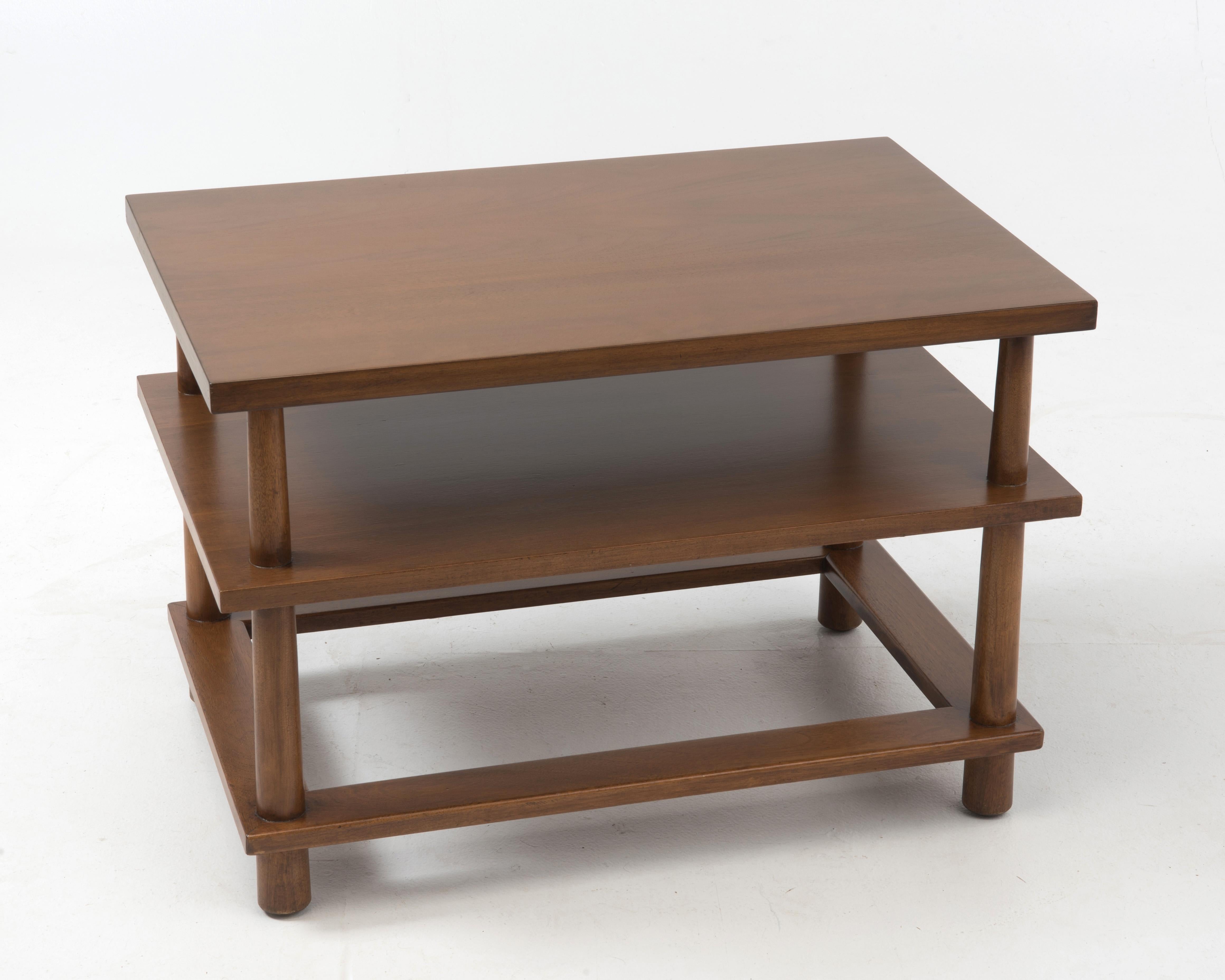 Mahogany T.H. Robsjohn-Gibbings for Widdicomb Reverse Tapered Three Tier Side Table