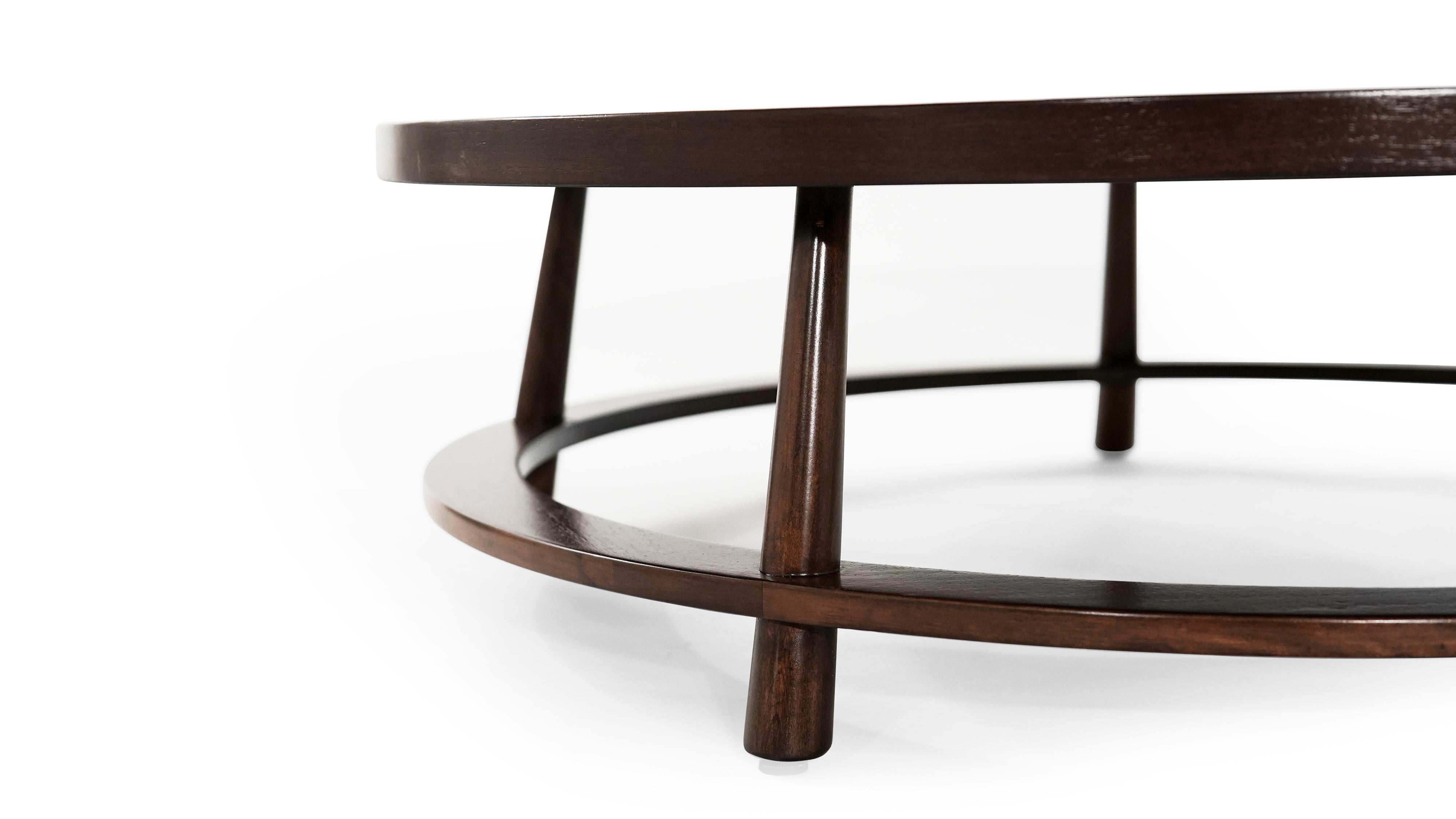 T.H. Robsjohn-Gibbings for Widdicomb Round Walnut Cocktail Table, 1951 In Good Condition In Westport, CT