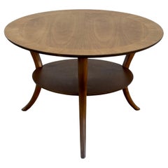 T.H. Robsjohn-Gibbings for Widdicomb Round Walnut End Table Klismos Sabre-Legs