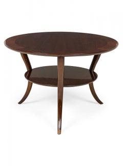 T.H. Robsjohn-Gibbings For Widdicomb Round Walnut Sabre Leg End / Side Table