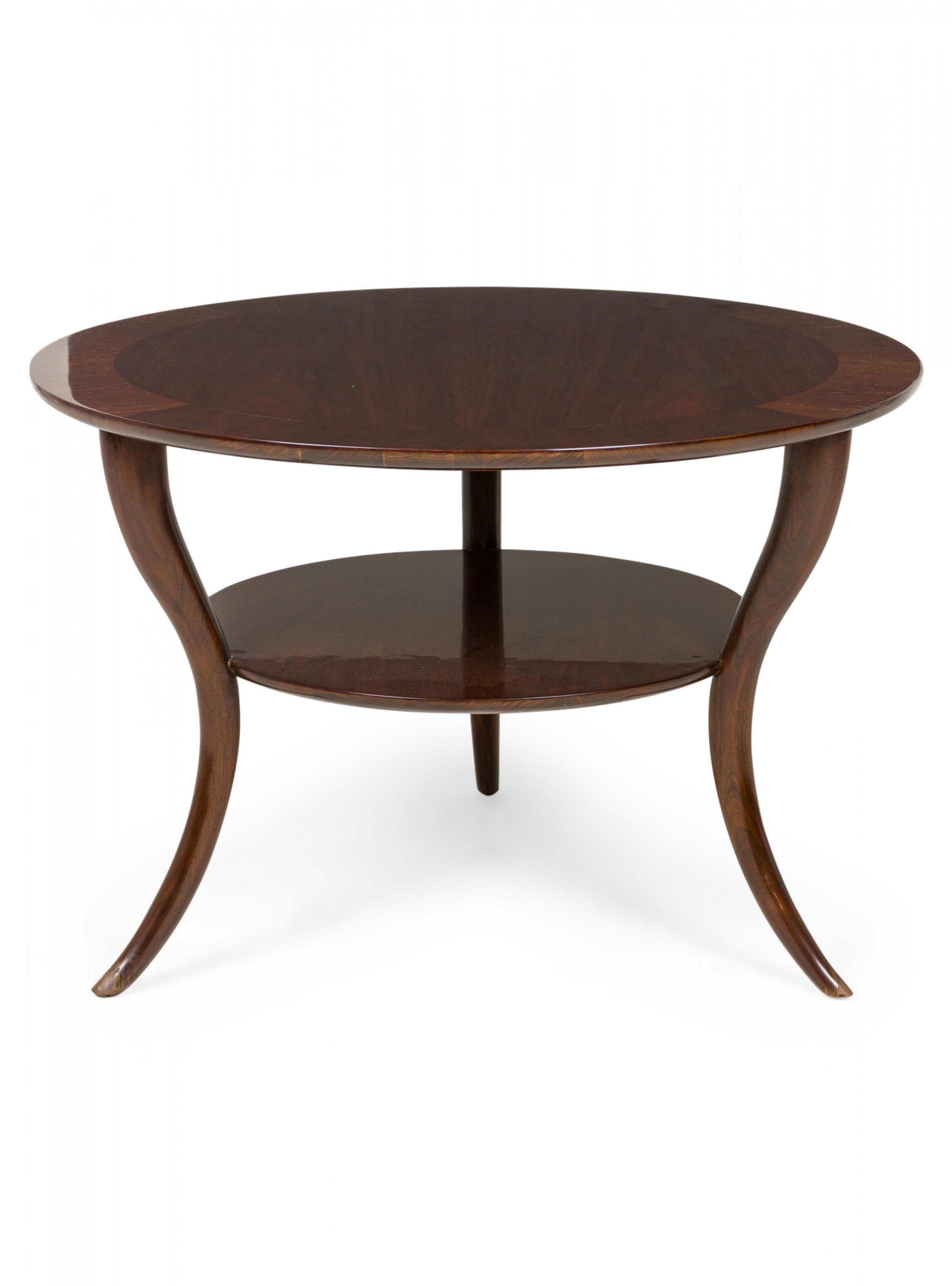 T.H. Robsjohn-Gibbings For Widdicomb Round Walnut Sabre Leg End / Side Table In Good Condition In New York, NY